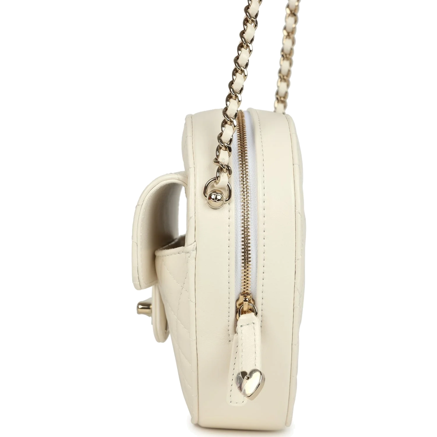 Chanel CC In Love Large Heart Bag with Chain White Lambskin — фото 4