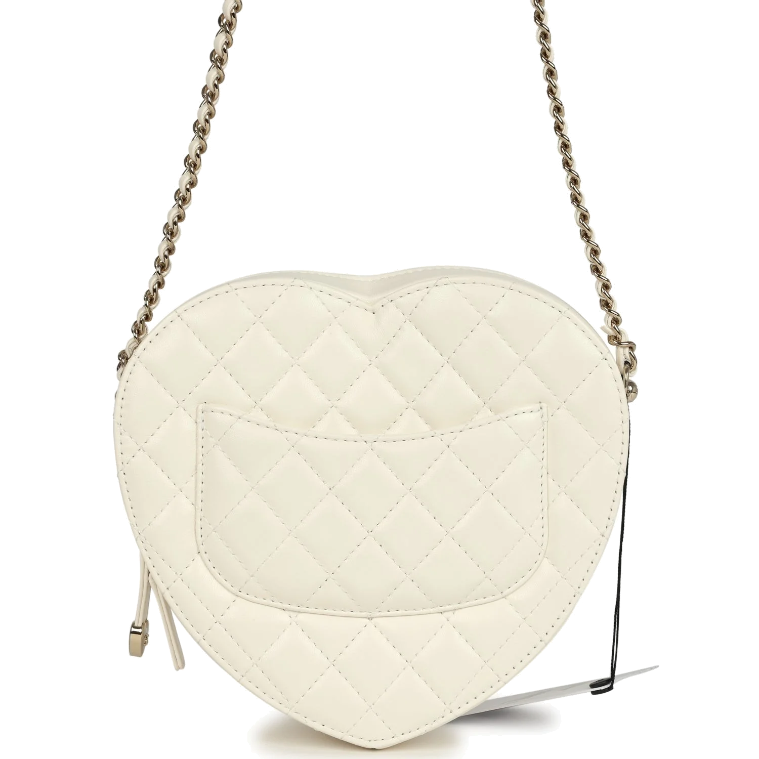 Chanel CC In Love Large Heart Bag with Chain White Lambskin — фото 5