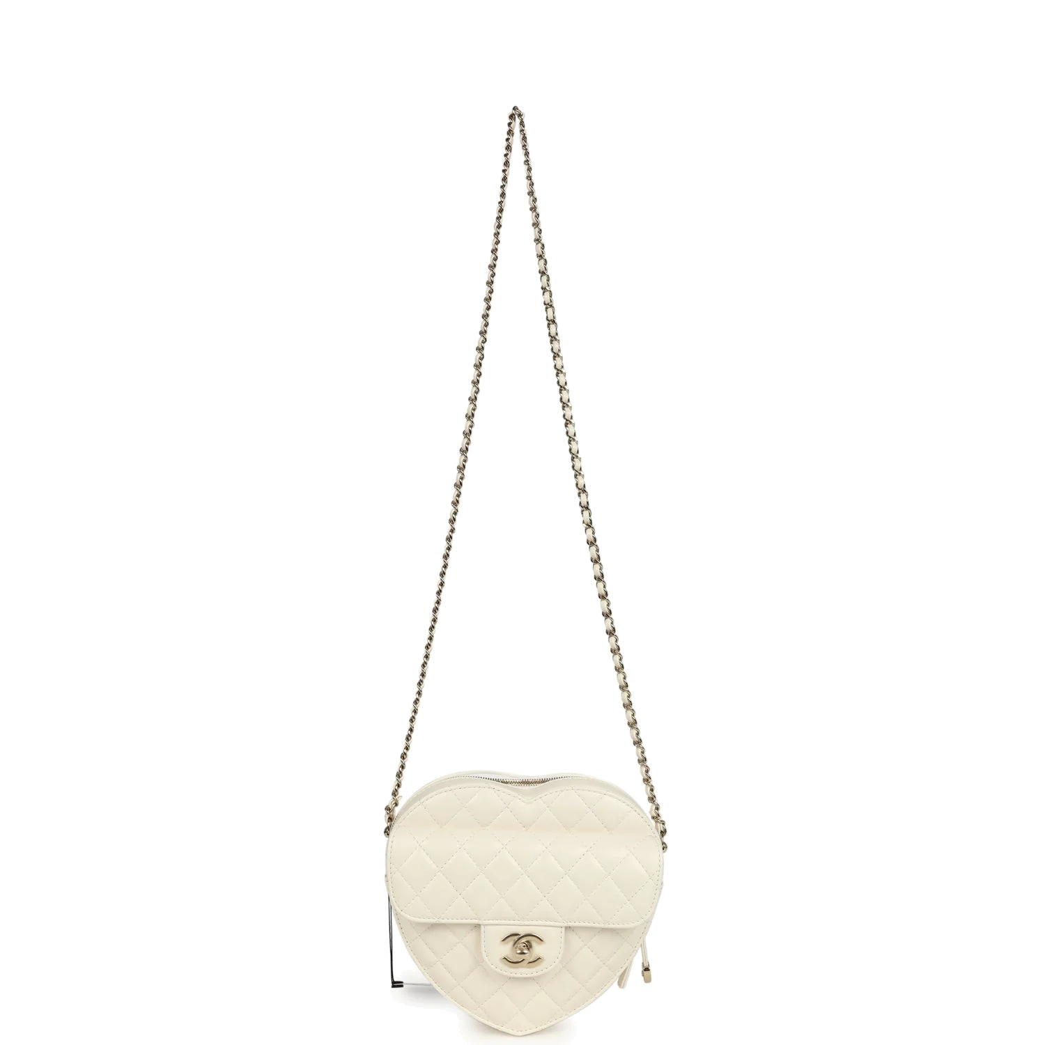 Chanel CC In Love Large Heart Bag with Chain White Lambskin — фото 8