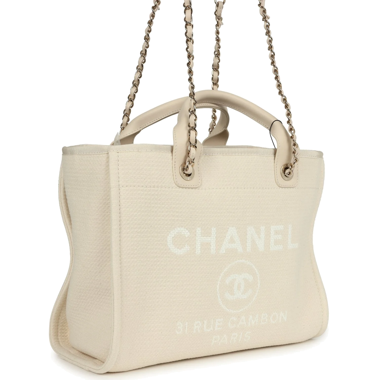 Chanel Small Deauville Shopping Tote Ivory Canvas — фото 3
