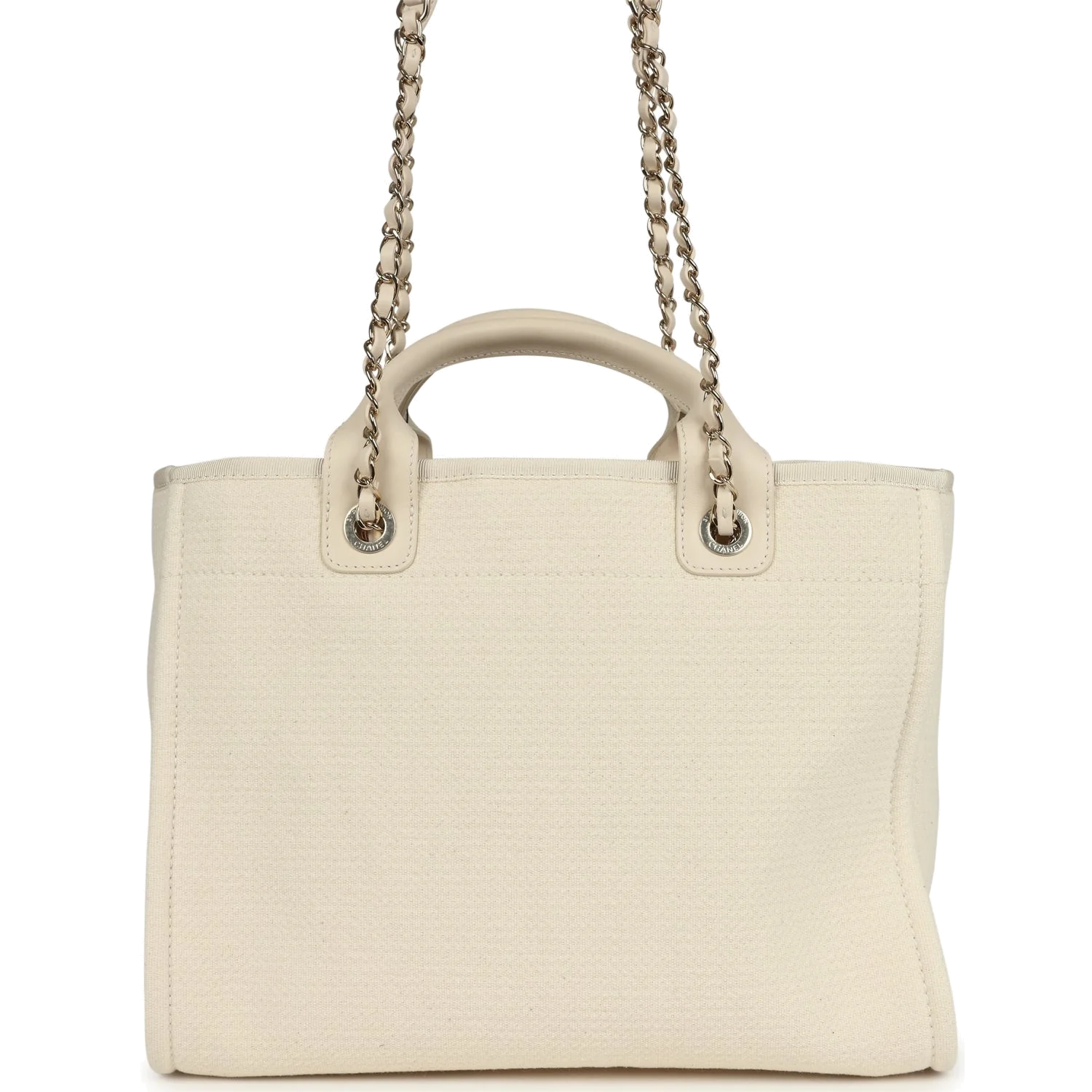 Chanel Small Deauville Shopping Tote Ivory Canvas — фото 5