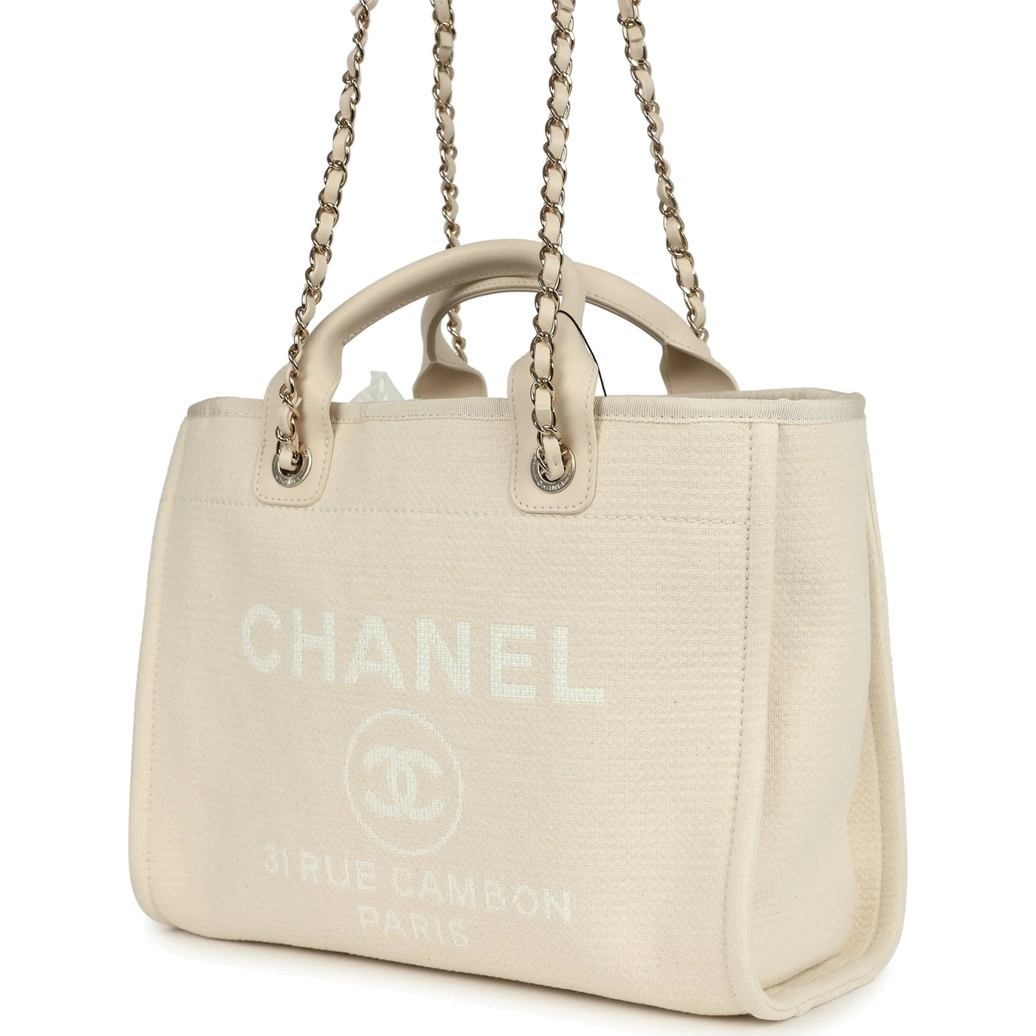 Chanel Small Deauville Shopping Tote Ivory Canvas — фото 6