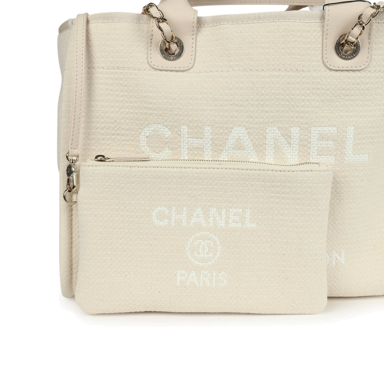 Chanel Small Deauville Shopping Tote Ivory Canvas — фото 8