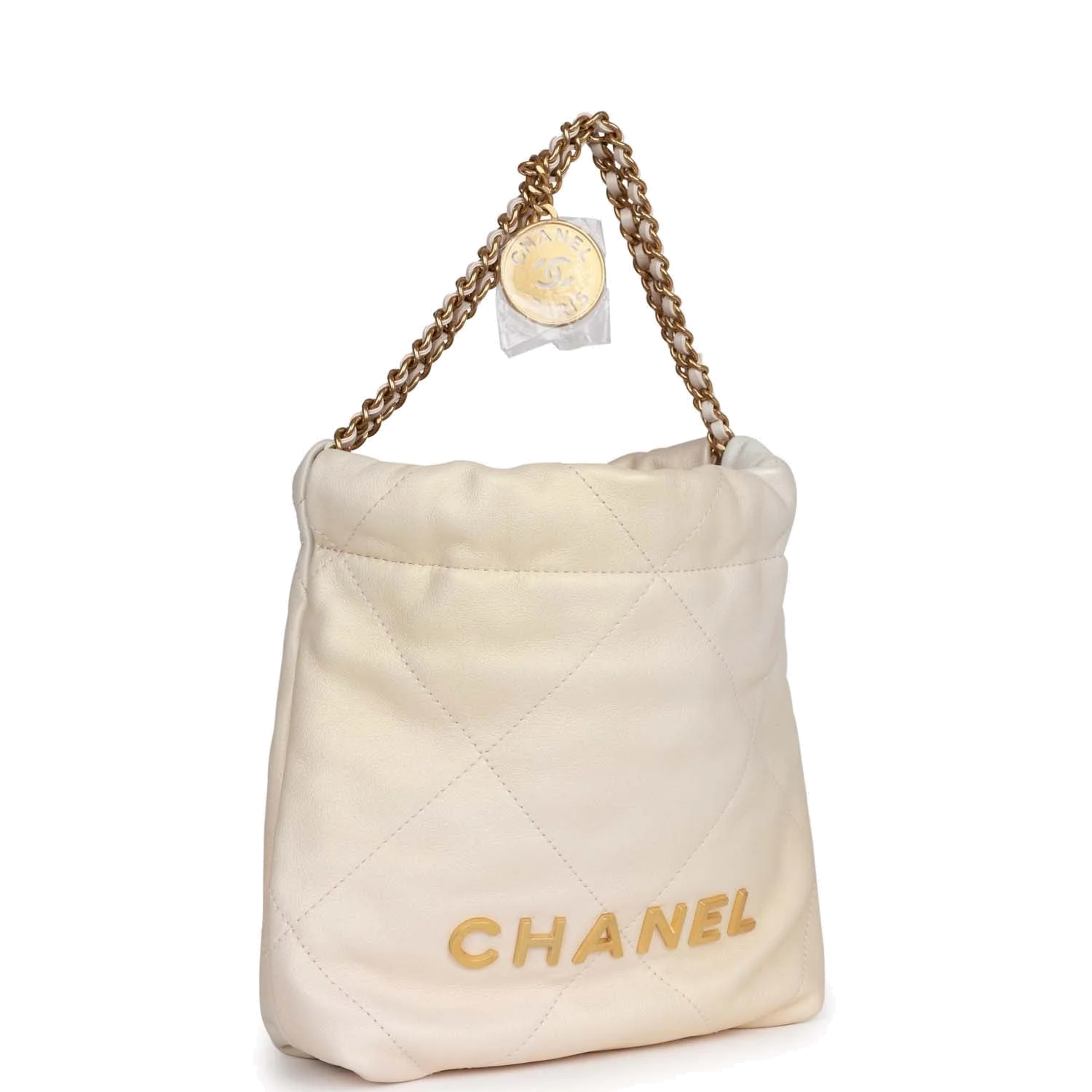 Chanel Mini 22 Bag Champagne Iridescent Calfskin — фото 3
