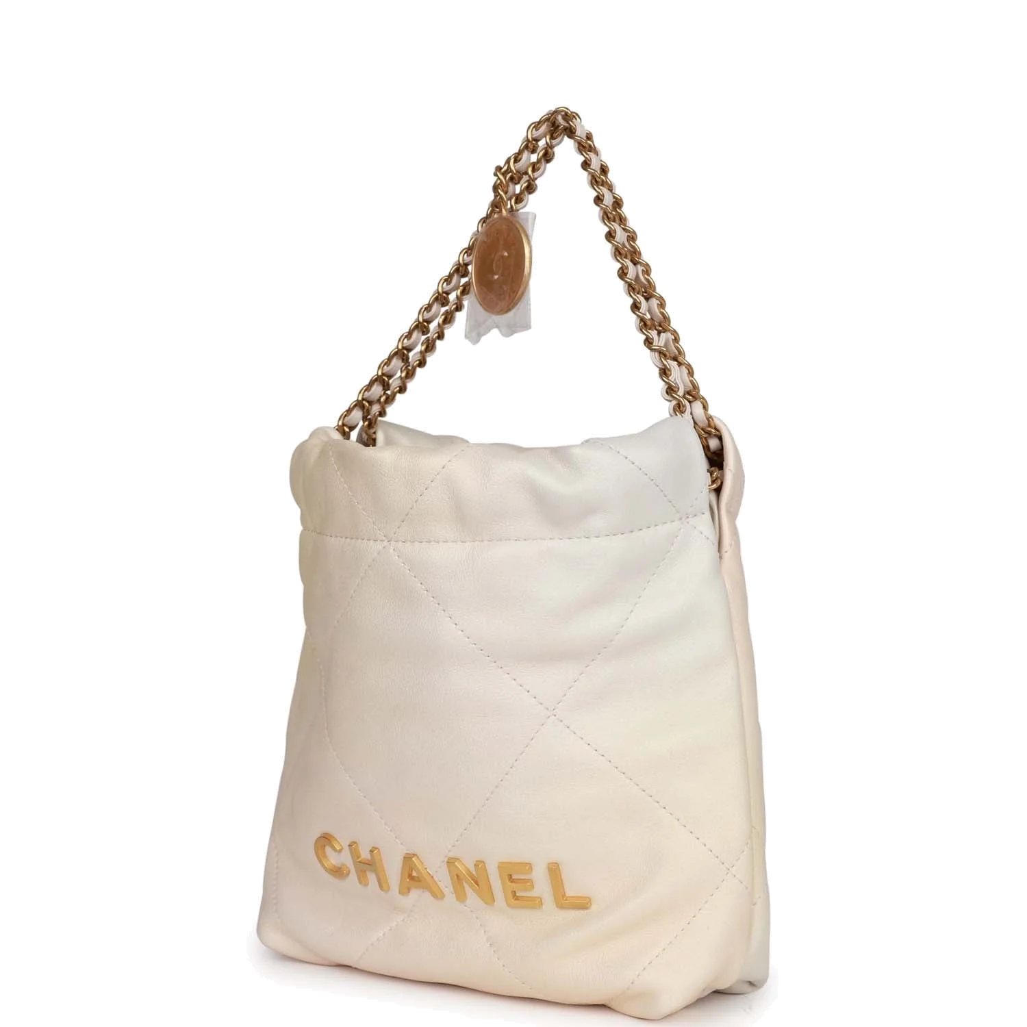 Chanel Mini 22 Bag Champagne Iridescent Calfskin — фото 6