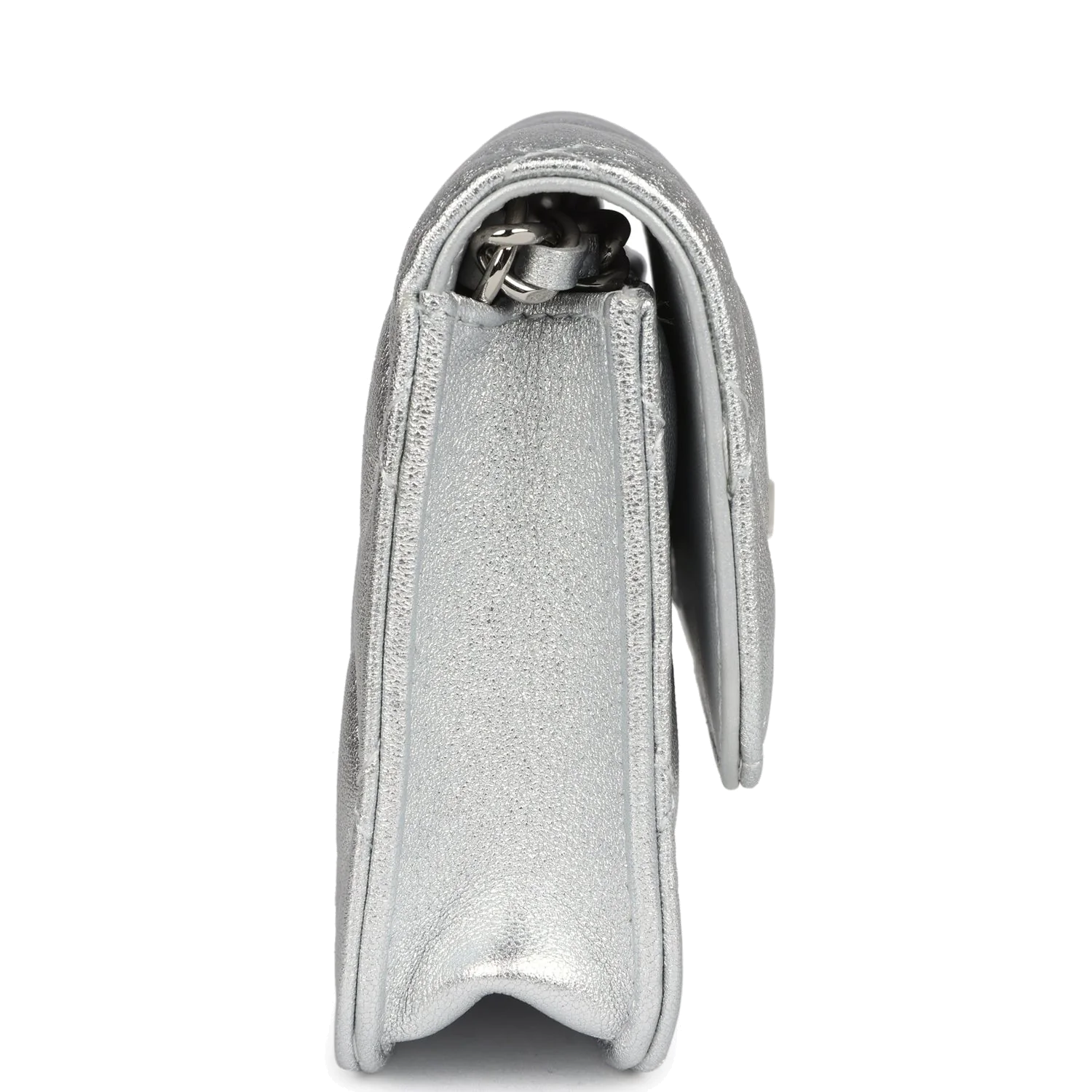 Chanel Crystal CC Walk Of Fame Clutch on Chain Silver Metallic Goatskin — фото 5