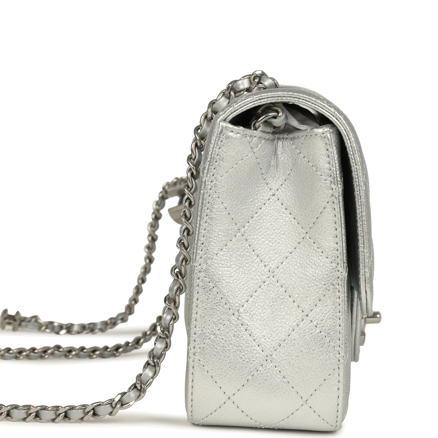 Chanel Small CC Crush Flap Bag Silver Metallic Caviar — фото 4