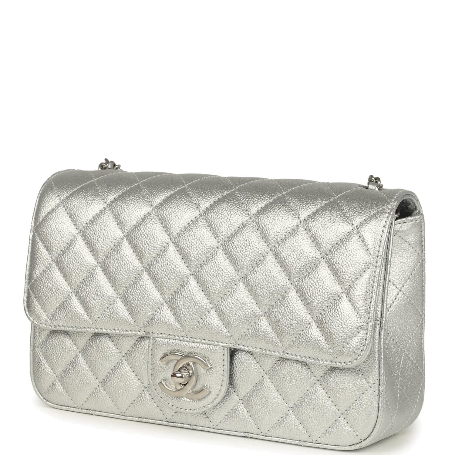Chanel Small CC Crush Flap Bag Silver Metallic Caviar — фото 6