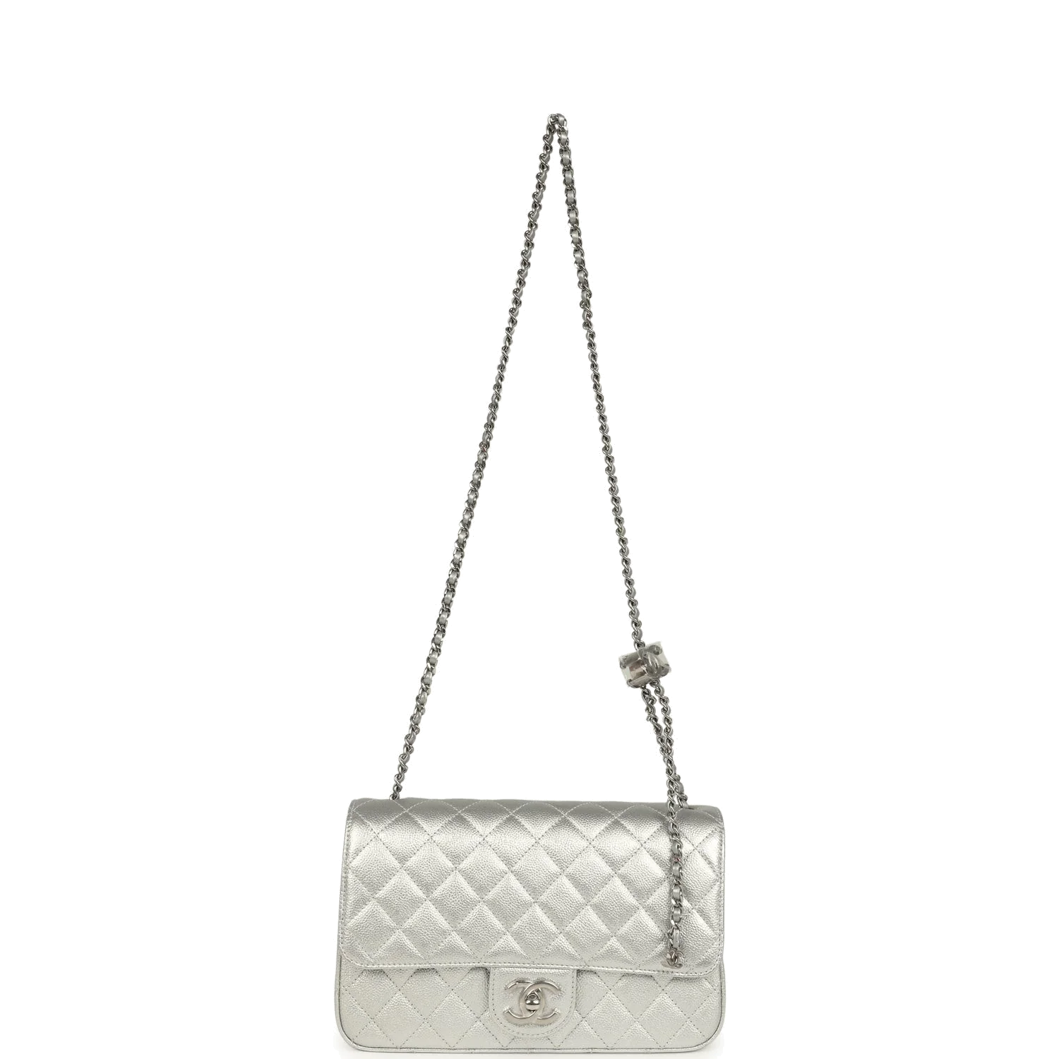 Chanel Small CC Crush Flap Bag Silver Metallic Caviar — фото 8
