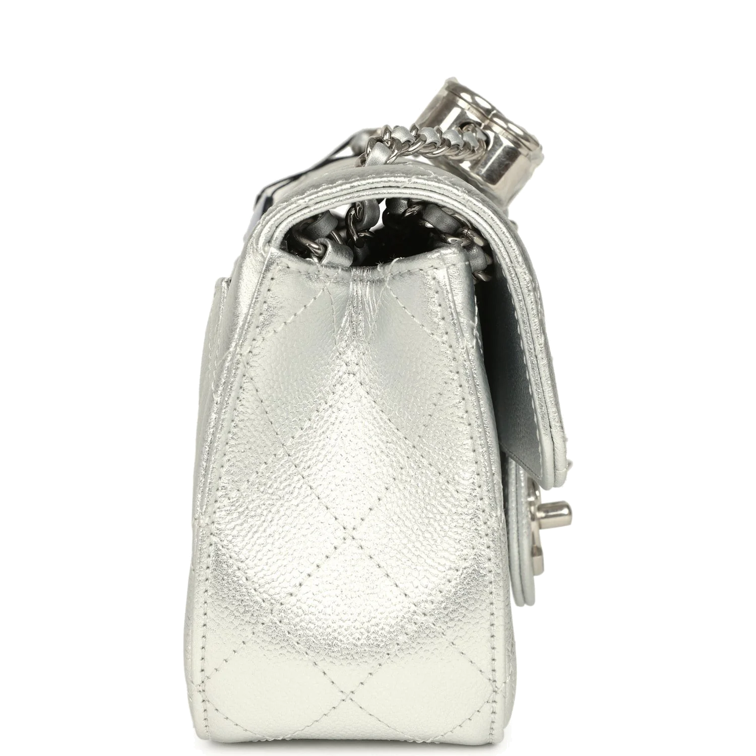 Chanel Mini CC Crush Flap Bag Silver Metallic Caviar — фото 4