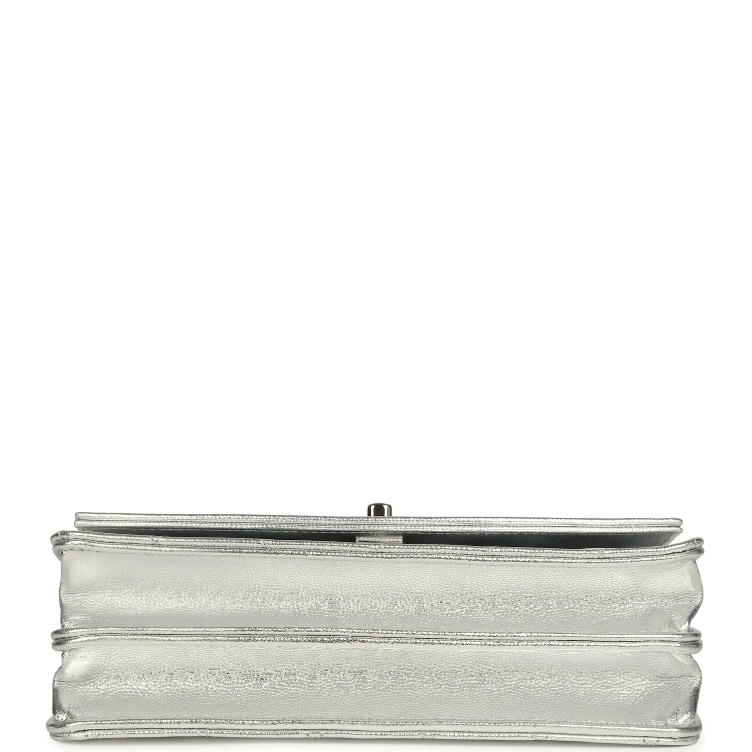 Chanel Top Handle Wallet On Chain WOC Metallic Silver Shiny Caviar — фото 7