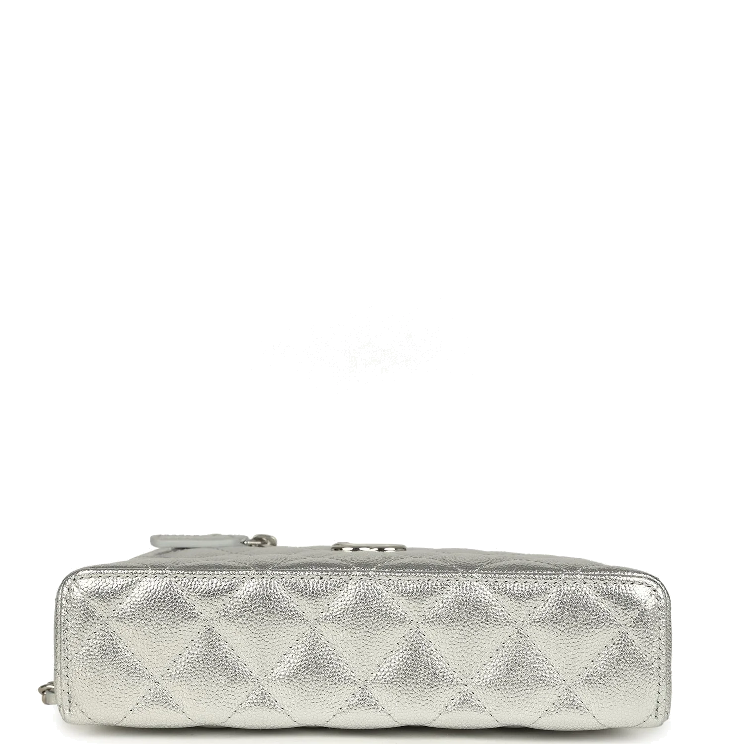Chanel Top Handle Long Vanity Case with Chain Metallic Silver Shiny Caviar — фото 7