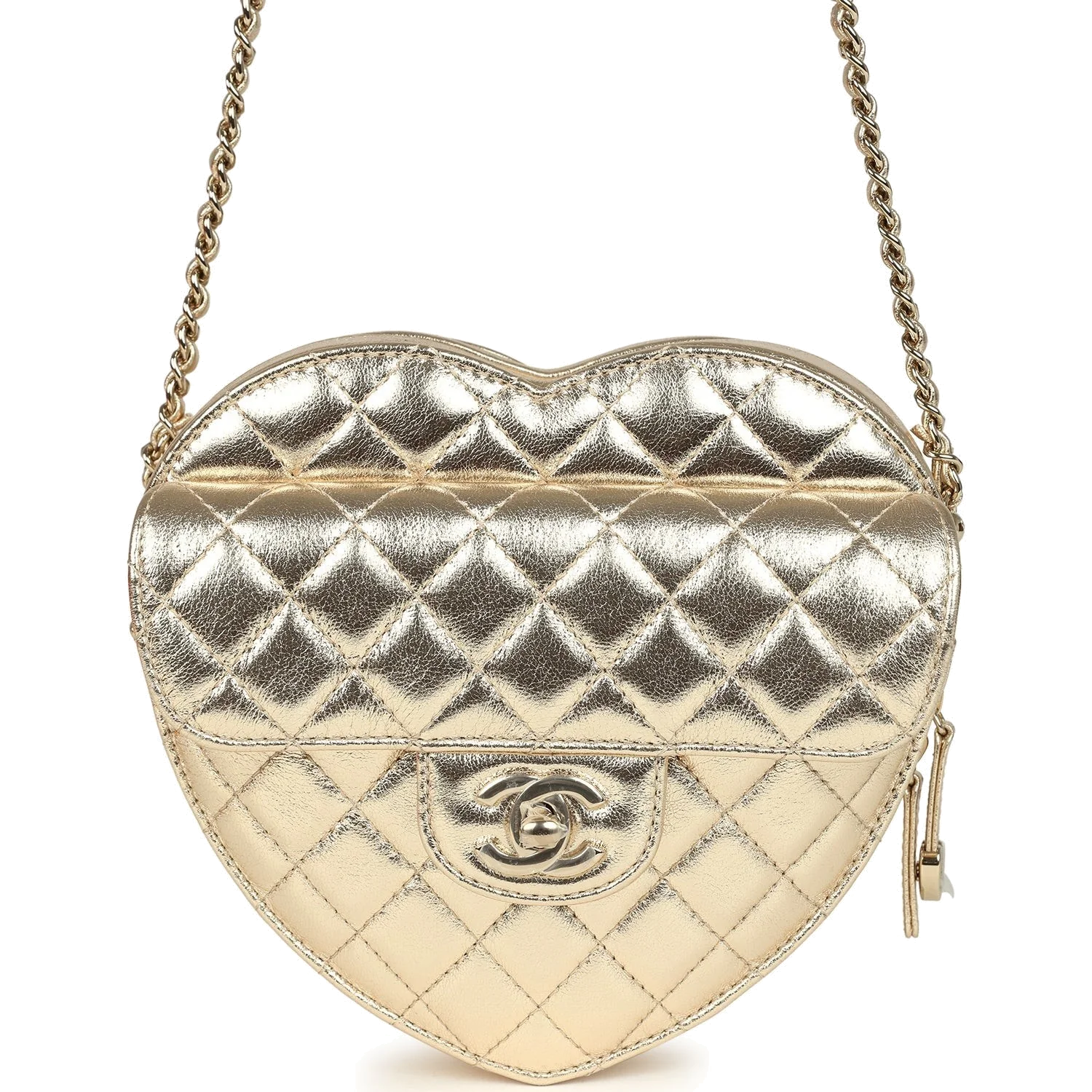 Chanel CC In Love Large Heart Bag with Chain Gold Metallic Lambskin — фото 2