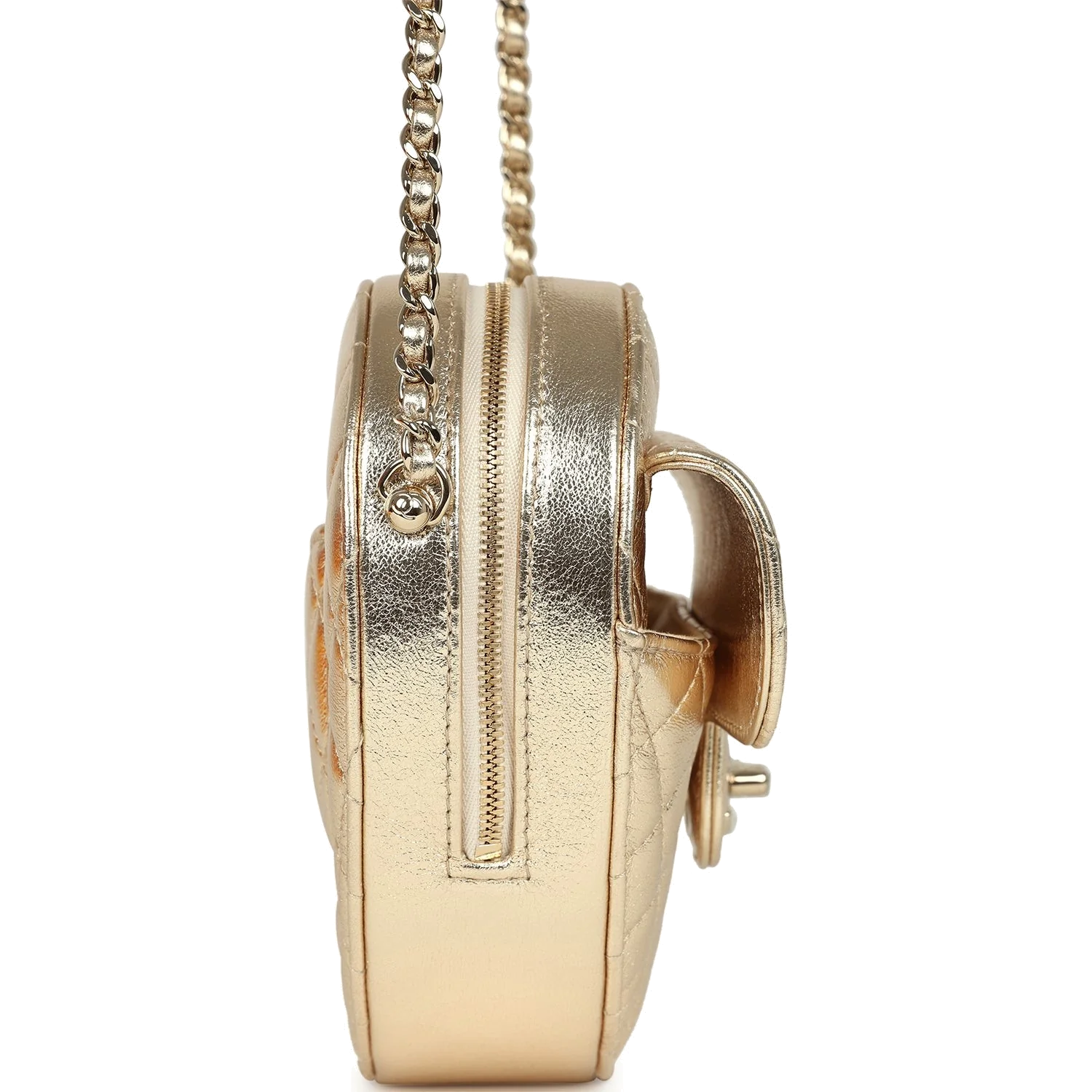 Chanel CC In Love Large Heart Bag with Chain Gold Metallic Lambskin — фото 4