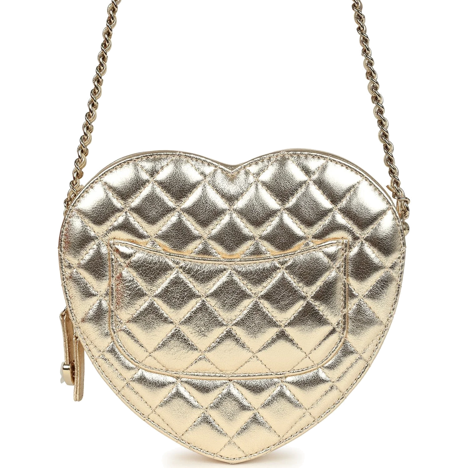 Chanel CC In Love Large Heart Bag with Chain Gold Metallic Lambskin — фото 5