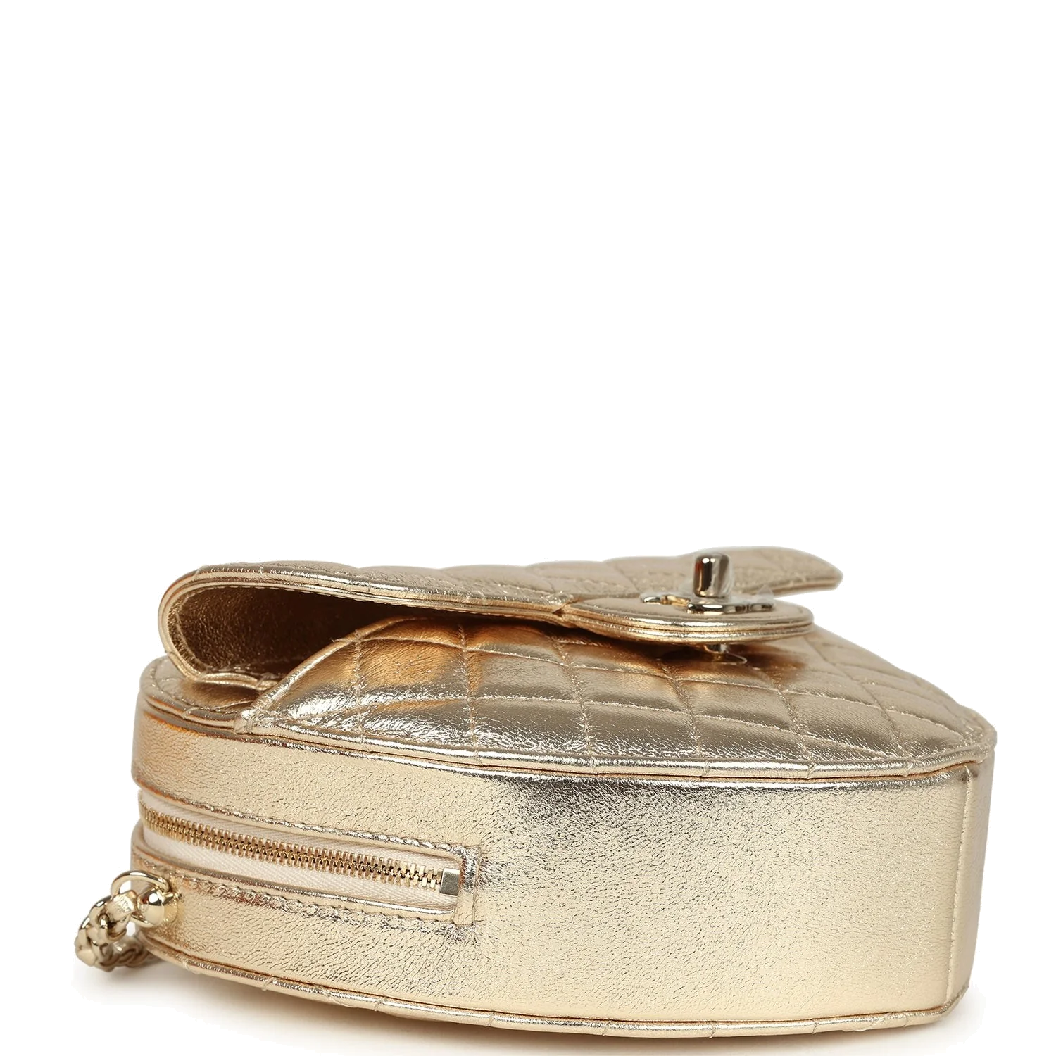 Chanel CC In Love Large Heart Bag with Chain Gold Metallic Lambskin — фото 7