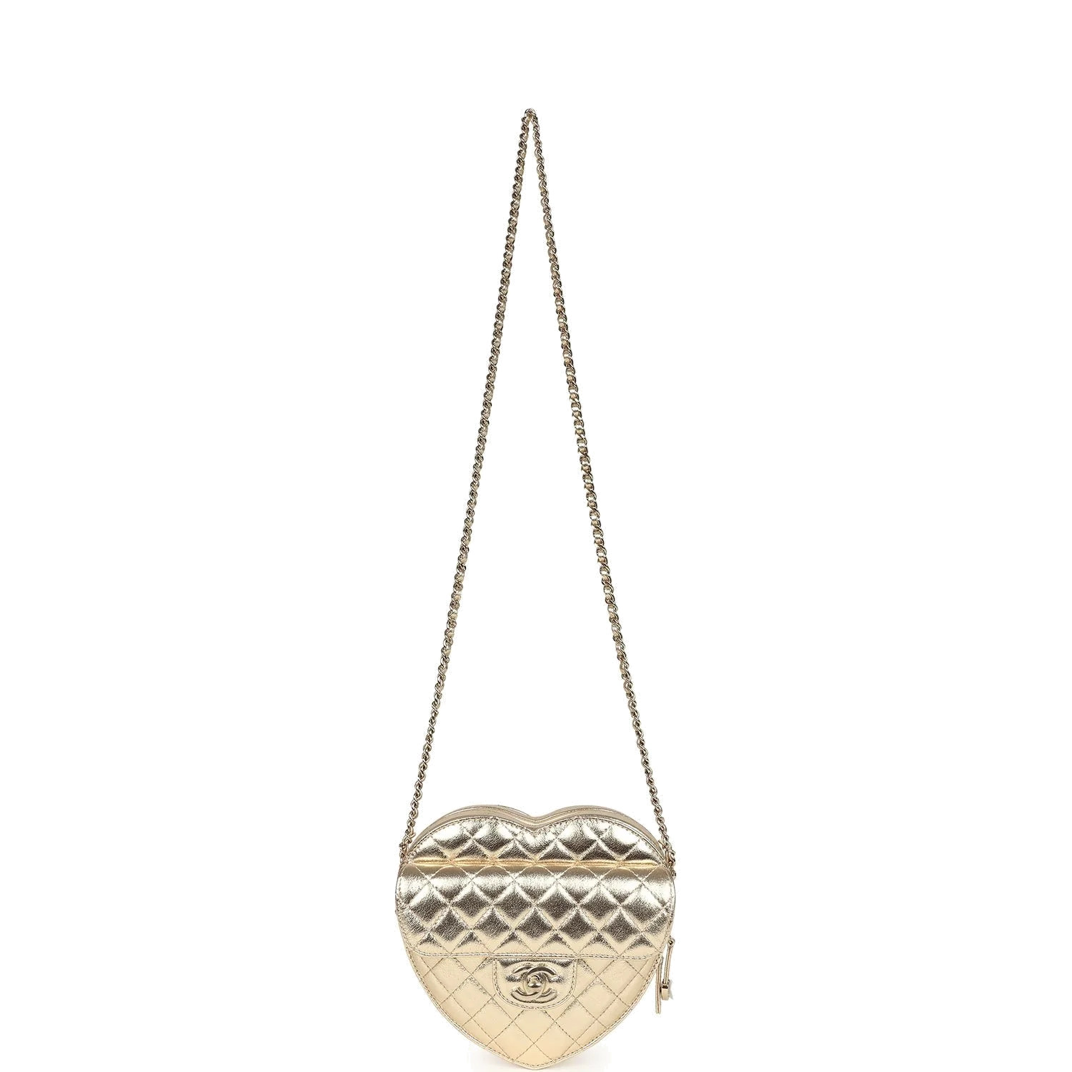 Chanel CC In Love Large Heart Bag with Chain Gold Metallic Lambskin — фото 8