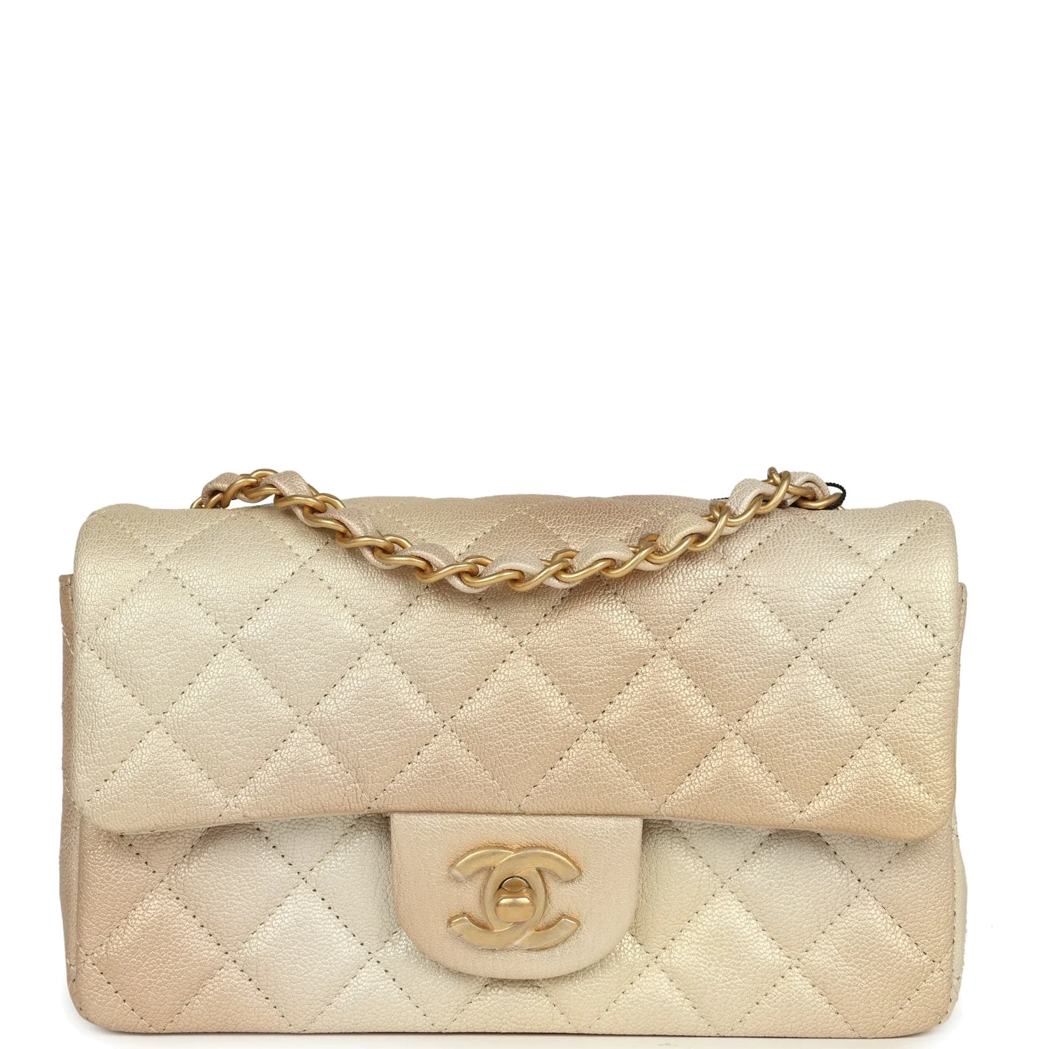 Chanel Mini Rectangular Flap Bag Gold Ombre Chevre Calfskin — фото 1