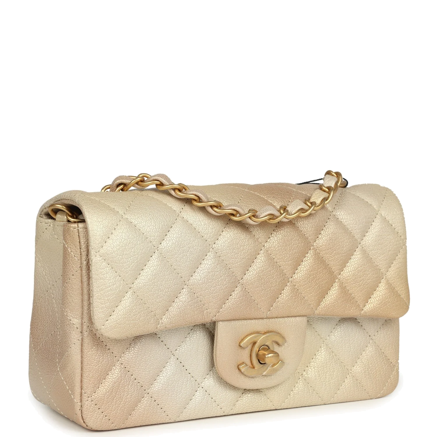 Chanel Mini Rectangular Flap Bag Gold Ombre Chevre Calfskin — фото 3