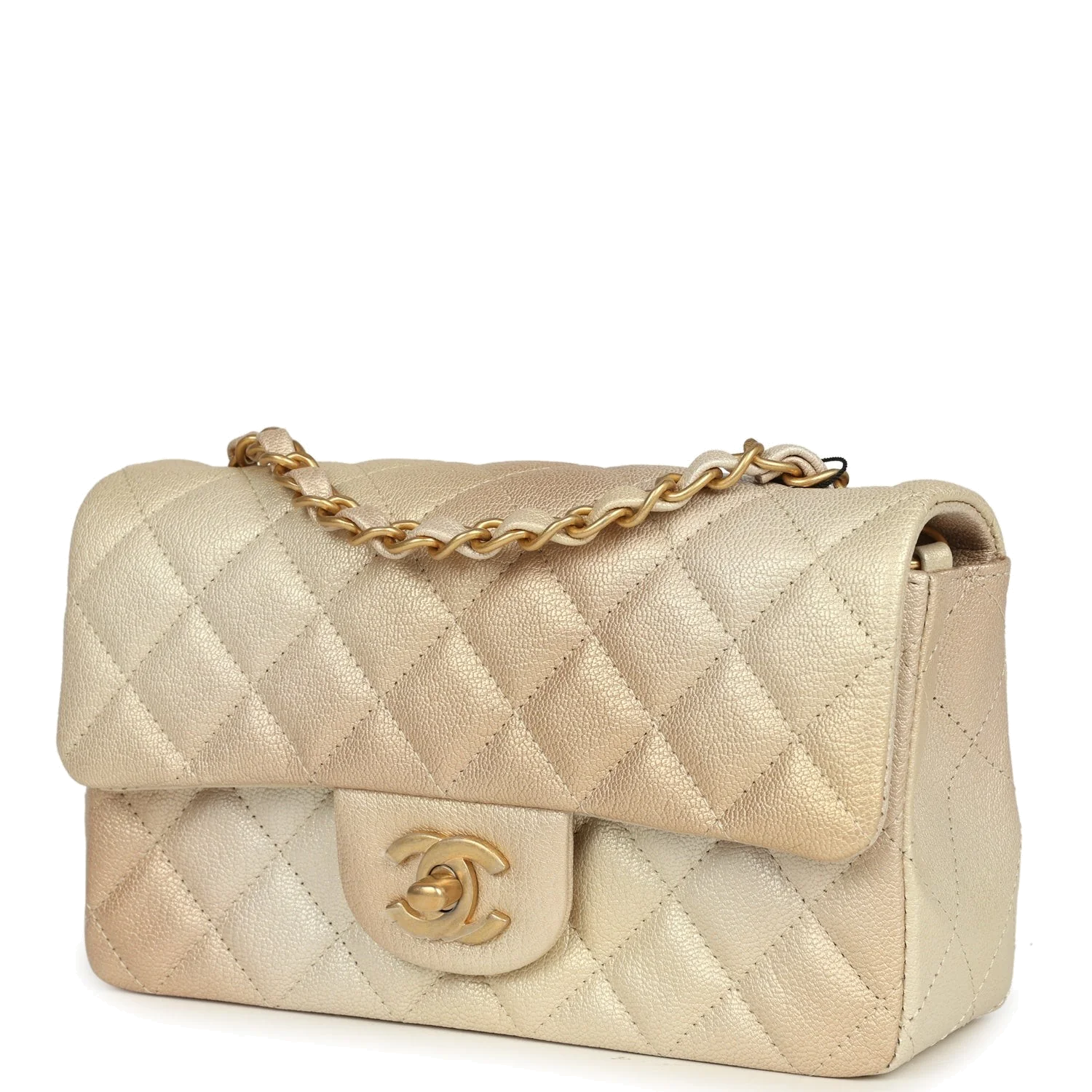 Chanel Mini Rectangular Flap Bag Gold Ombre Chevre Calfskin — фото 6