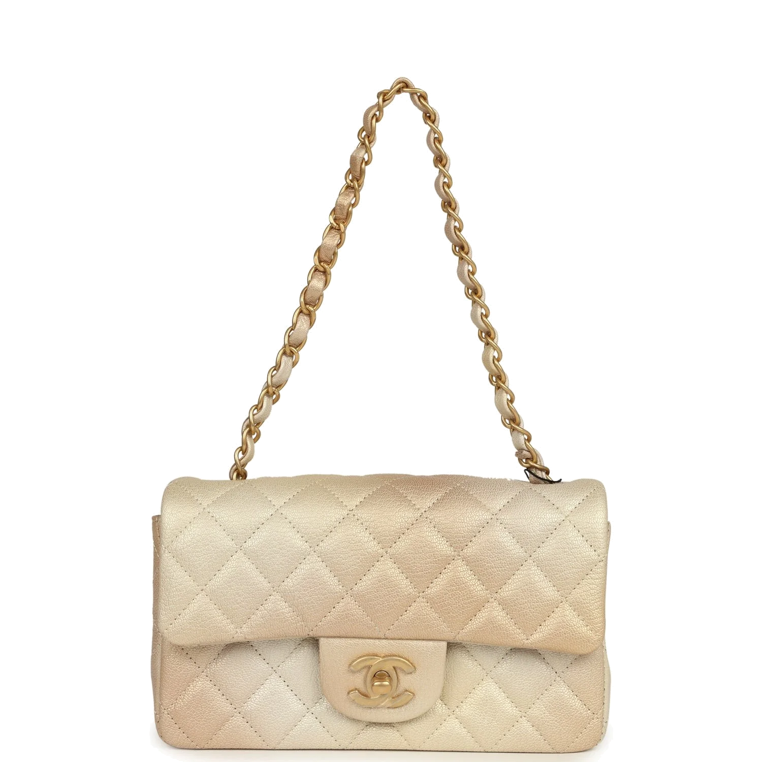 Chanel Mini Rectangular Flap Bag Gold Ombre Chevre Calfskin — фото 8