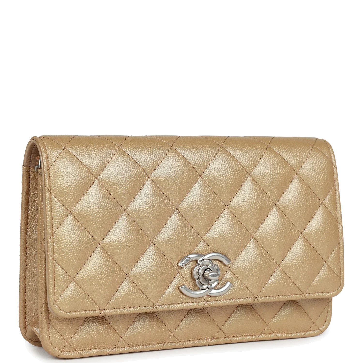 Chanel Wallet On Chain WOC Beige Iridescent Caviar — фото 3