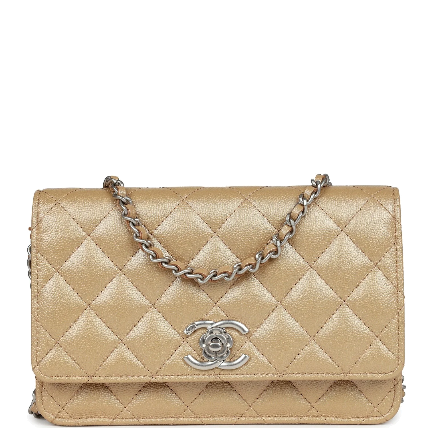 Chanel Wallet On Chain WOC Beige Iridescent Caviar — фото 8