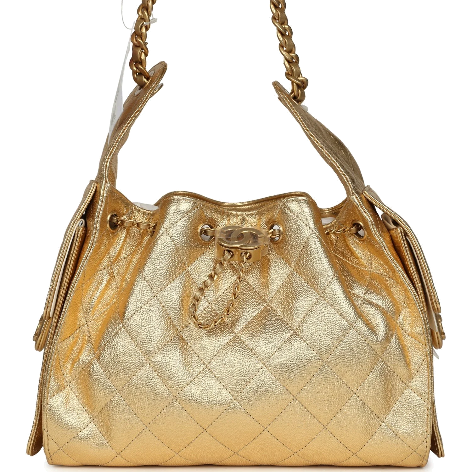 Chanel Small 25 Hobo Bag Metallic Gold Caviar