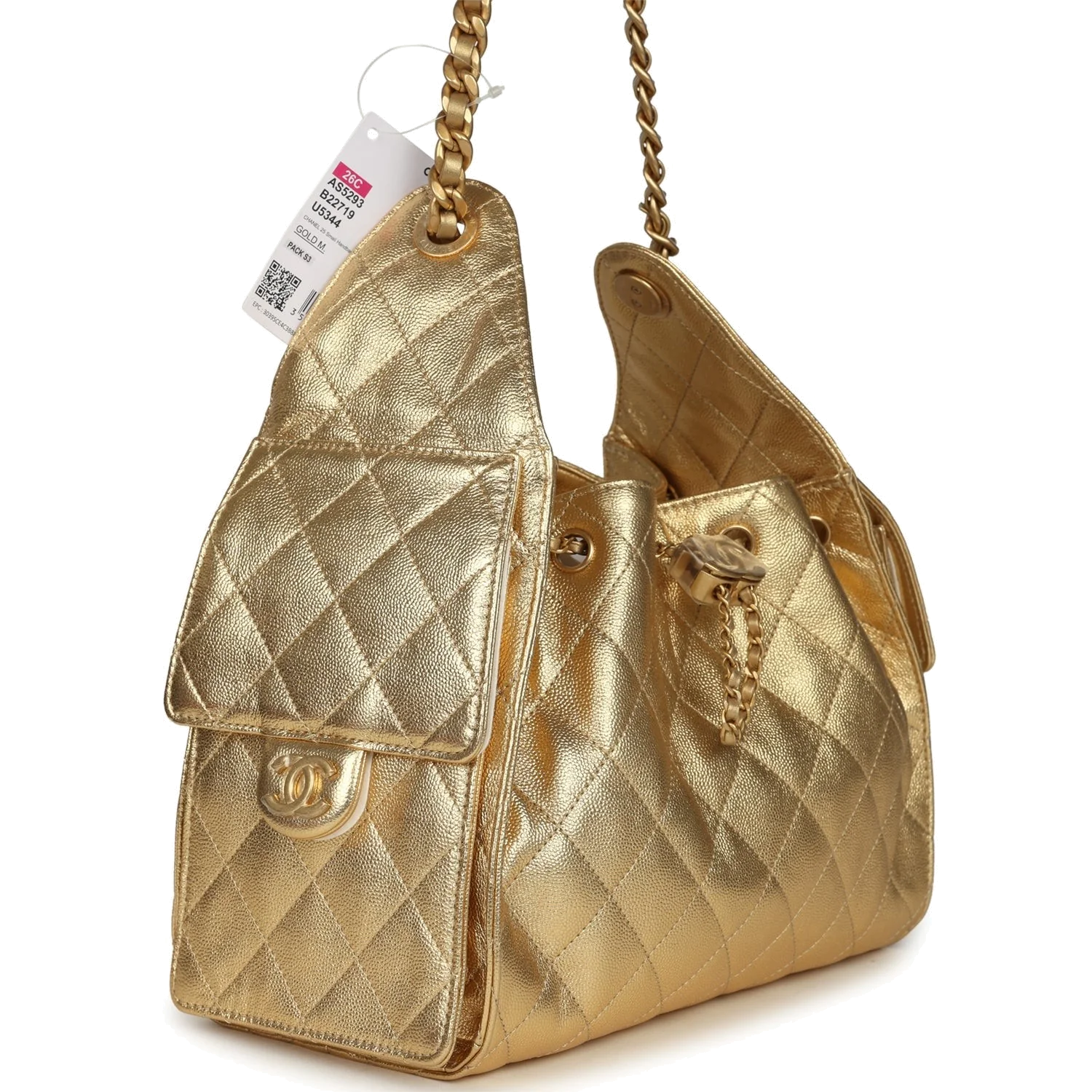 Chanel Small 25 Hobo Bag Metallic Gold Caviar — фото 3
