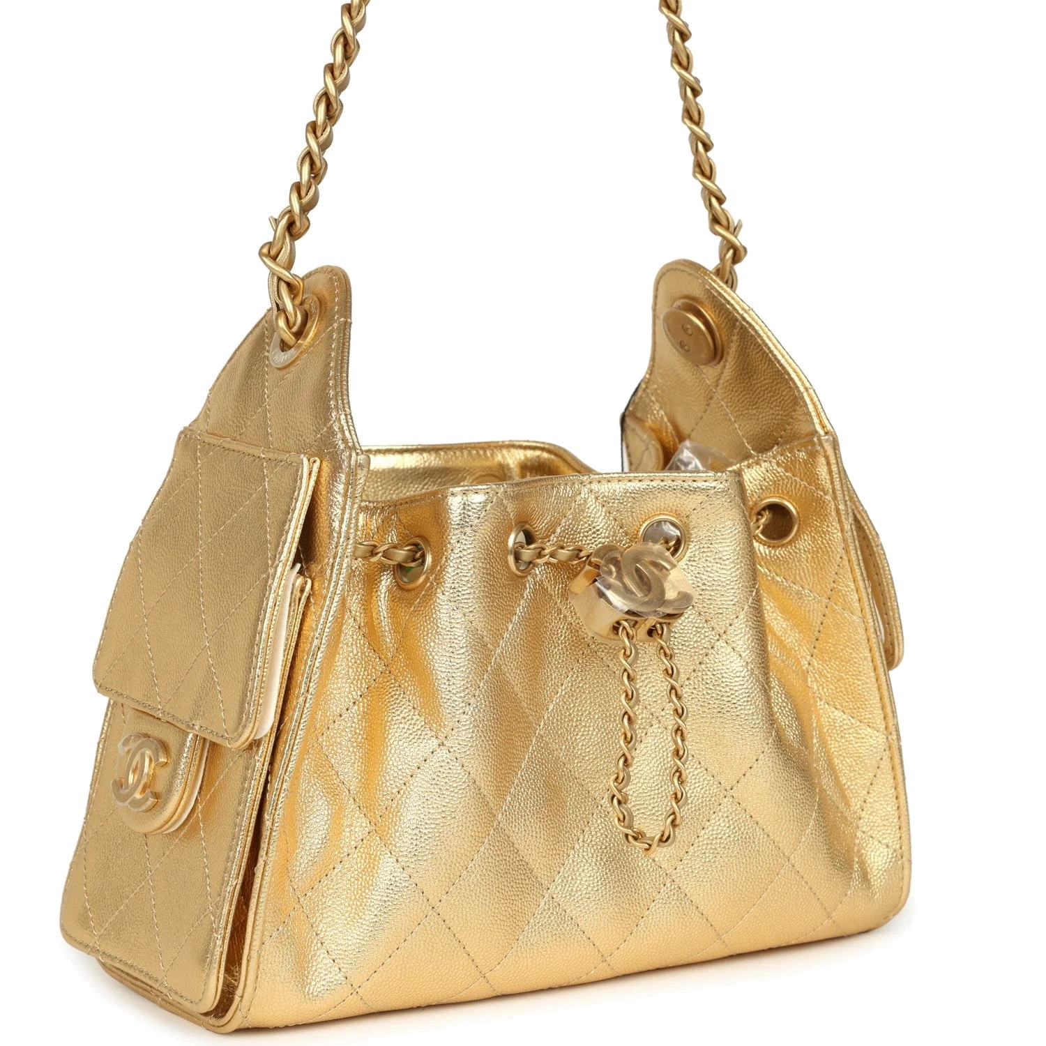 Chanel Mini 25 Hobo Bag Metallic Gold Caviar Caviar — фото 3