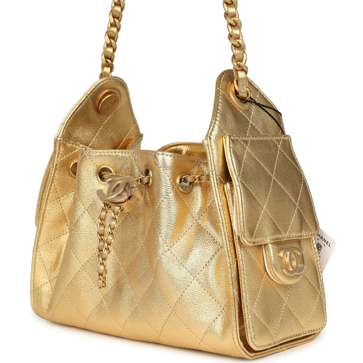 Chanel Mini 25 Hobo Bag Metallic Gold Caviar Caviar — фото 4