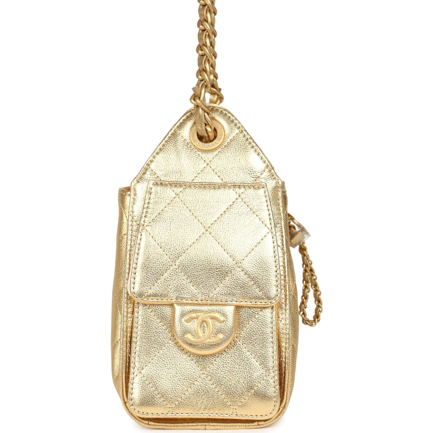 Chanel Mini 25 Hobo Bag Metallic Gold Caviar Caviar — фото 5