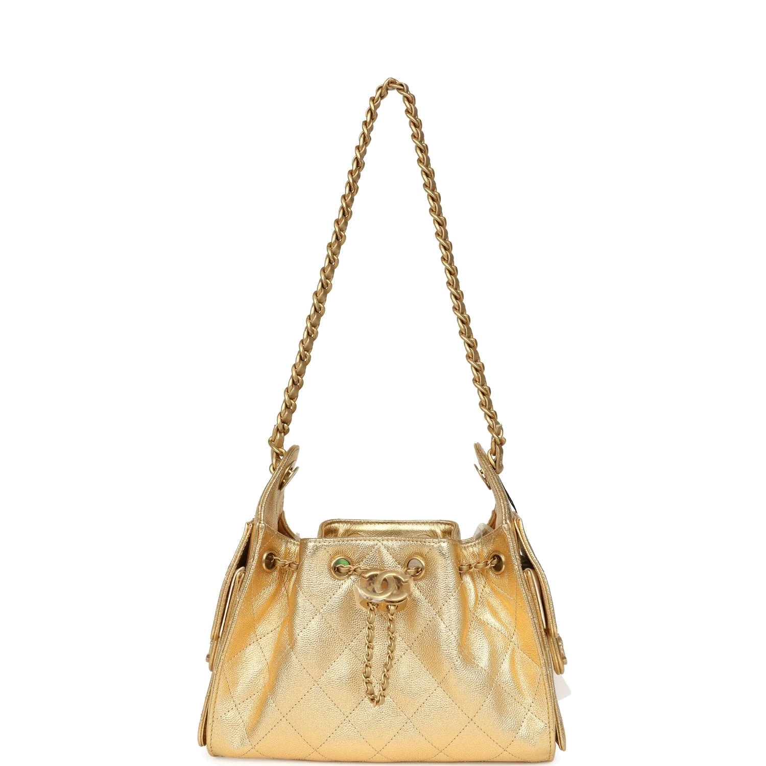 Chanel Mini 25 Hobo Bag Metallic Gold Caviar Caviar — фото 7