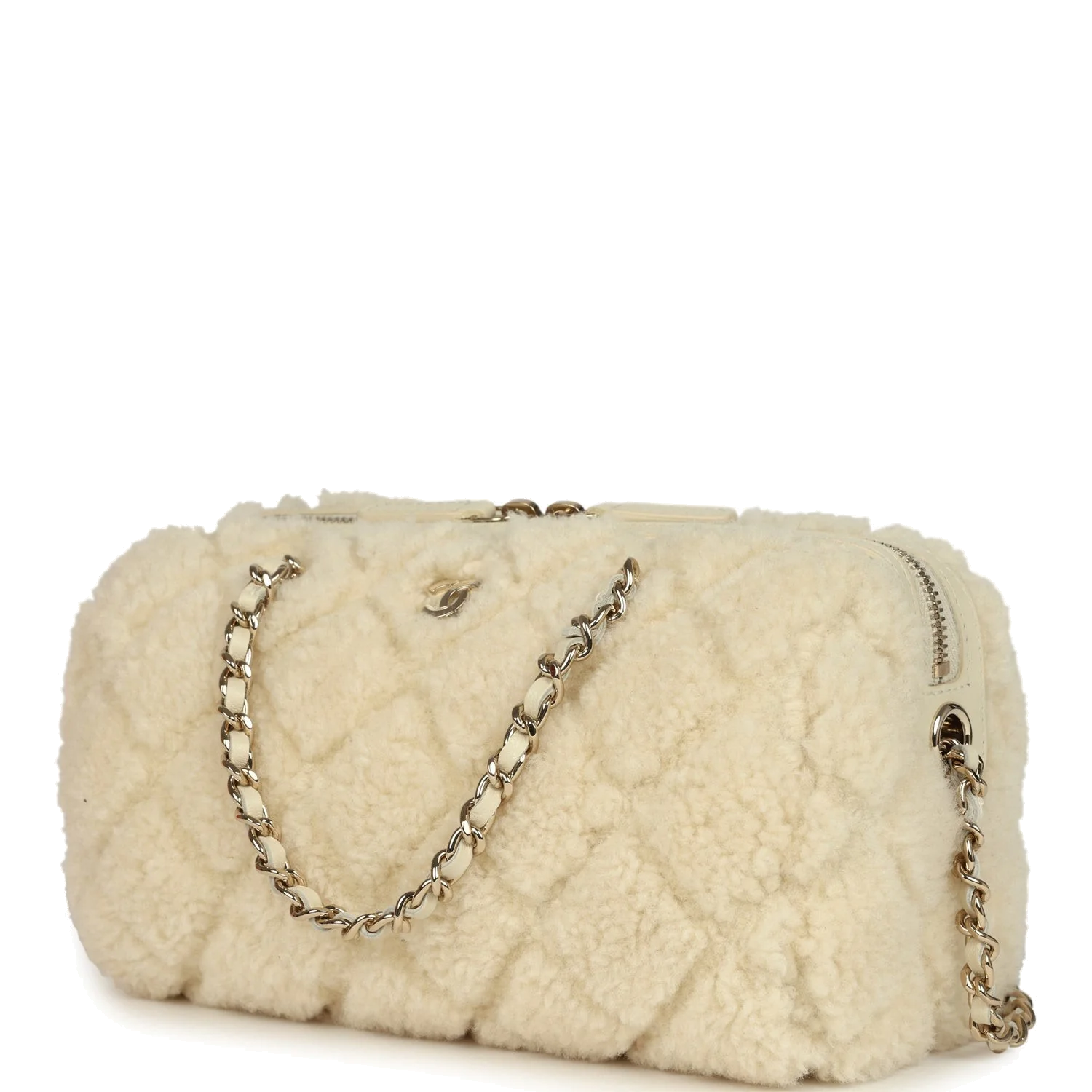 Chanel Mini Timeless Classic Barrel Bag with Chain Beige Shearling — фото 6