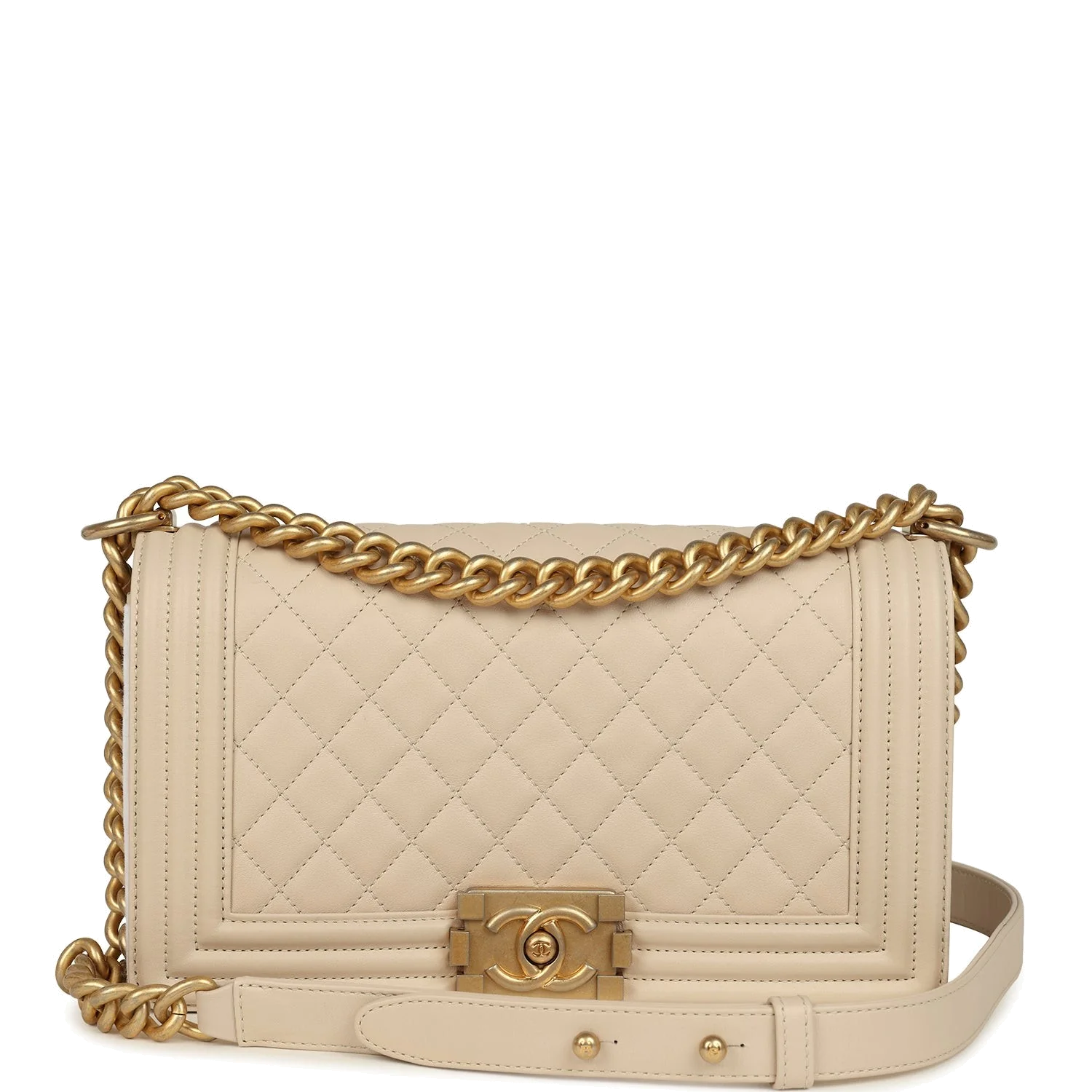 Chanel Medium Boy Bag Cream Lambskin — фото 2