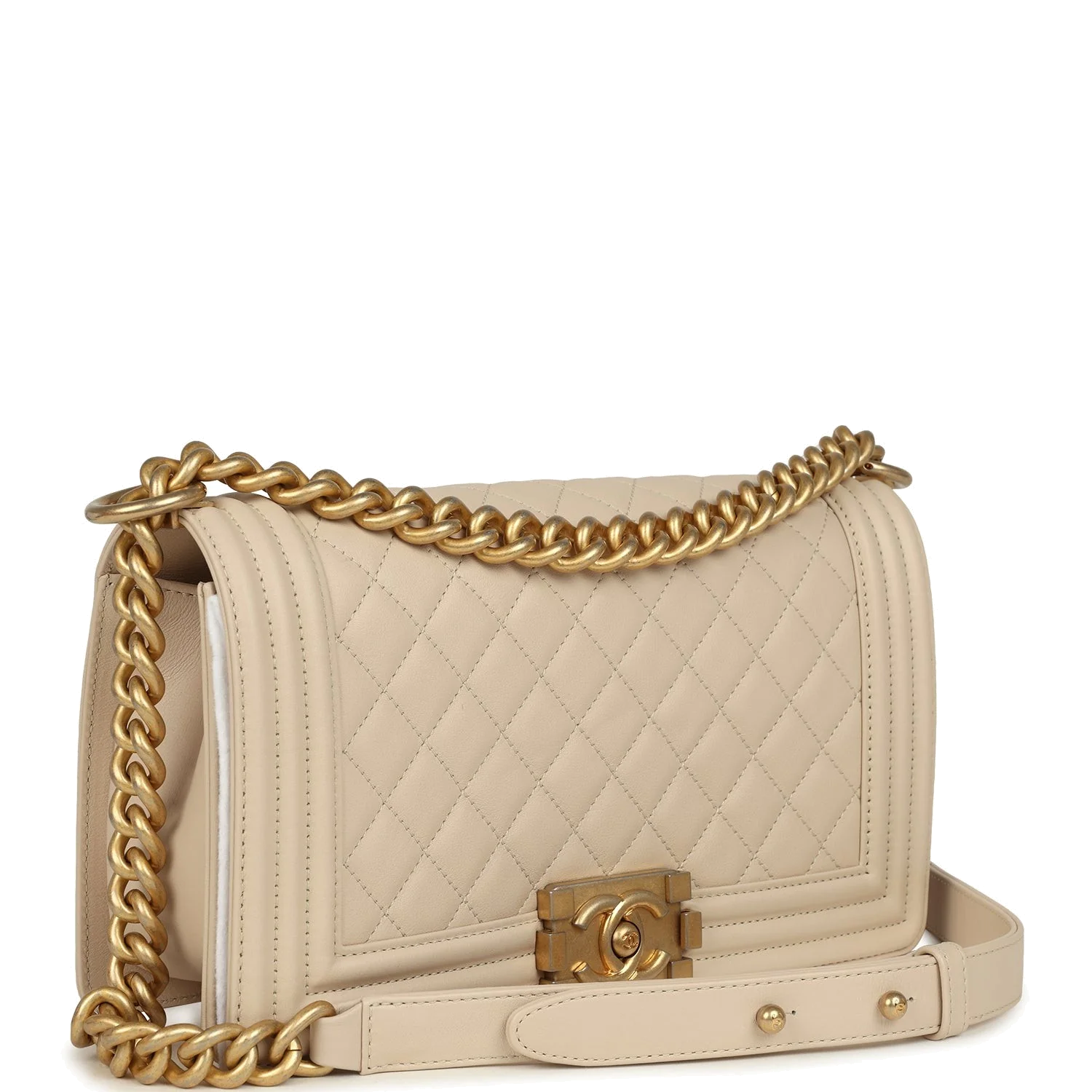 Chanel Medium Boy Bag Cream Lambskin — фото 3