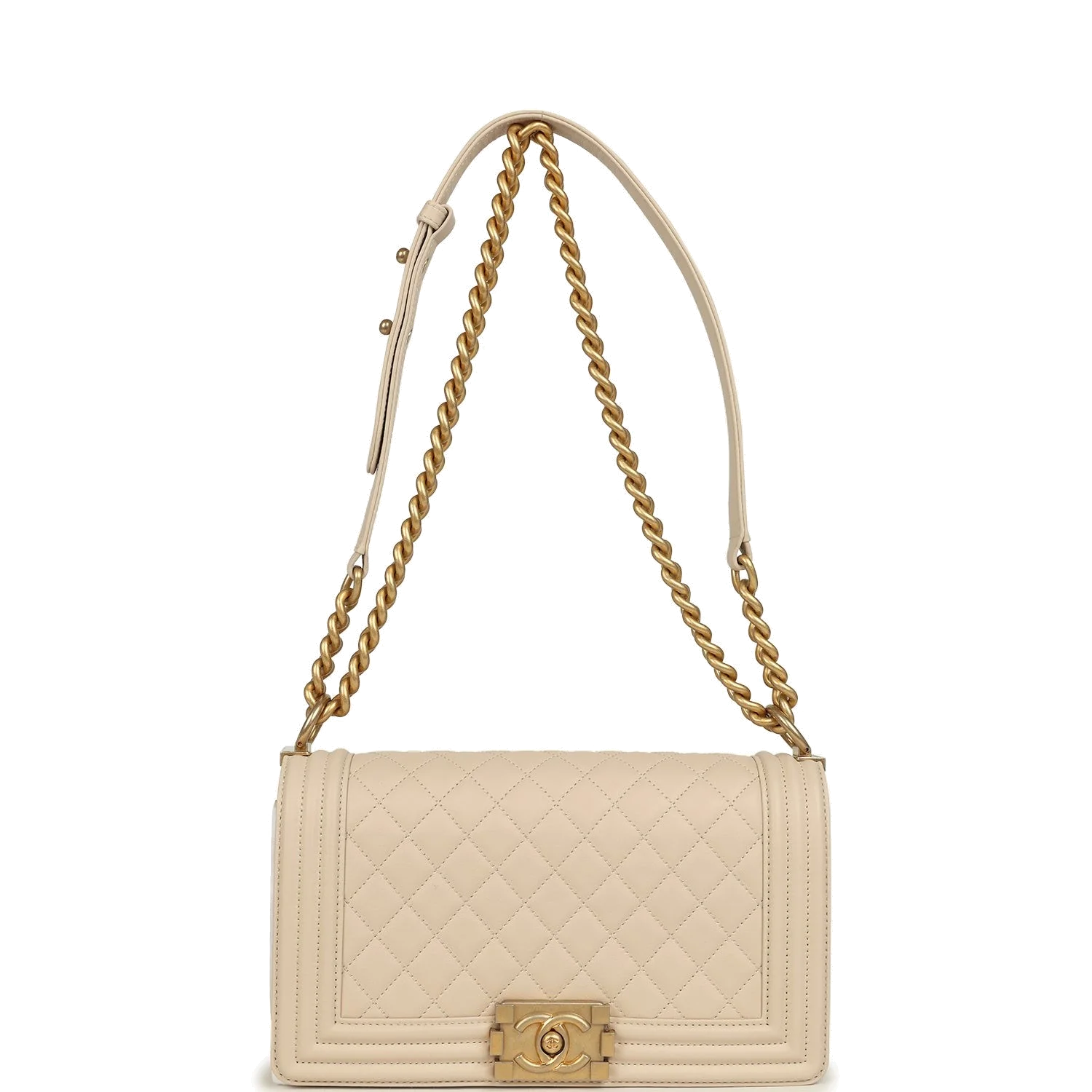 Chanel Medium Boy Bag Cream Lambskin — фото 8