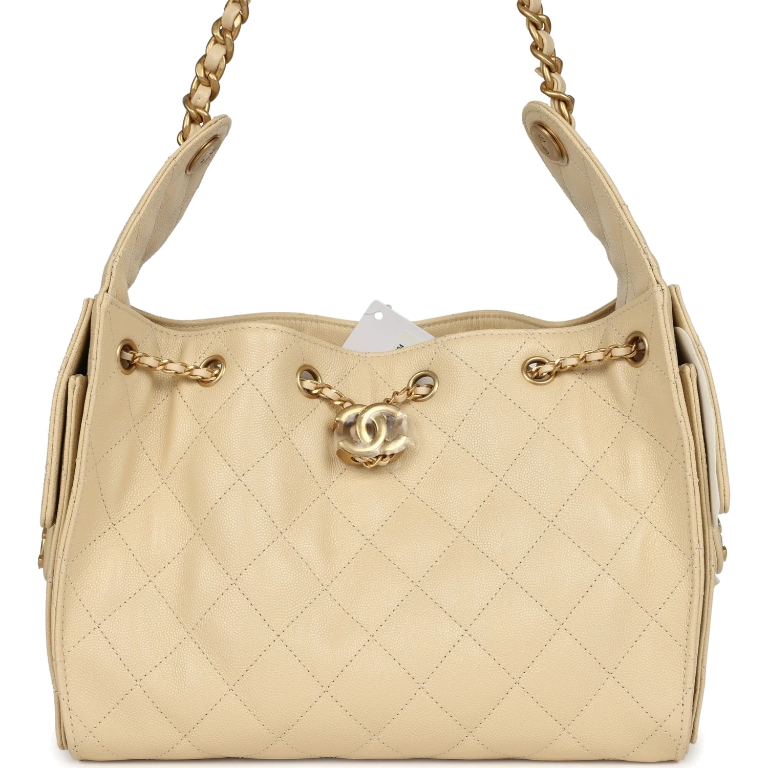 Chanel Small 25 Hobo Bag Light Beige Caviar