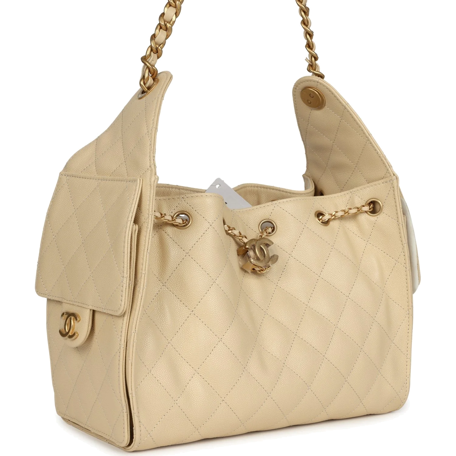 Chanel Small 25 Hobo Bag Light Beige Caviar — фото 3