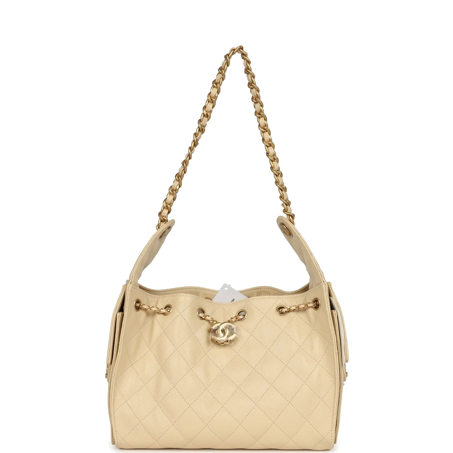 Chanel Small 25 Hobo Bag Light Beige Caviar — фото 8