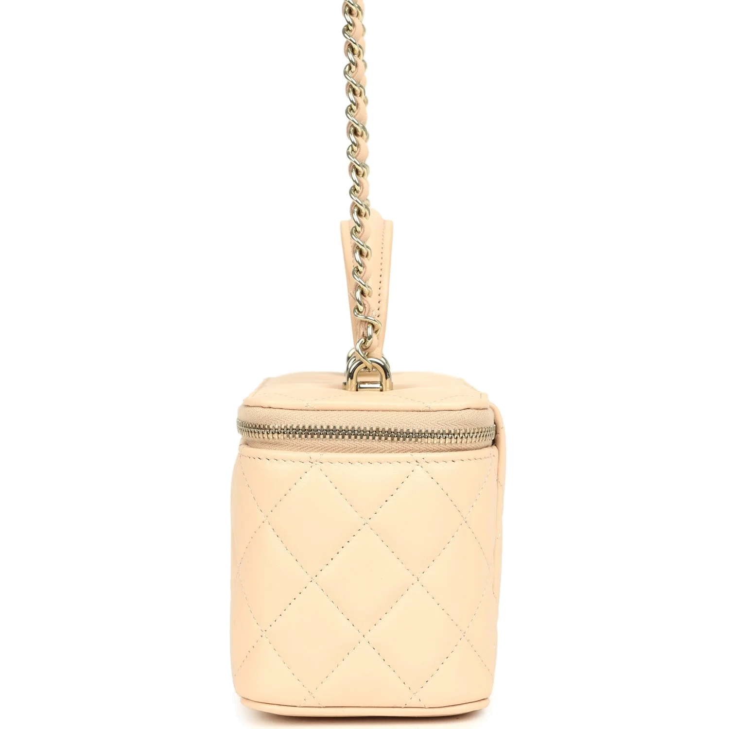Chanel Small Top Handle Vanity Case Light Beige Lambskin — фото 4