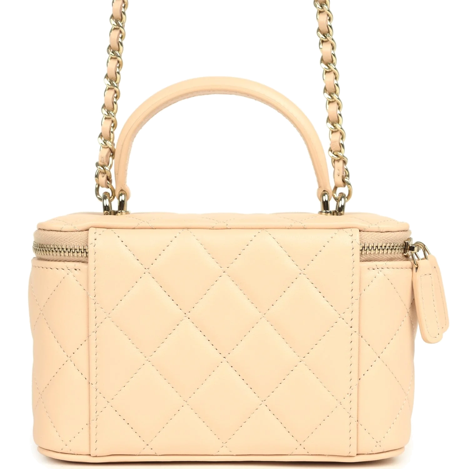 Chanel Small Top Handle Vanity Case Light Beige Lambskin — фото 5