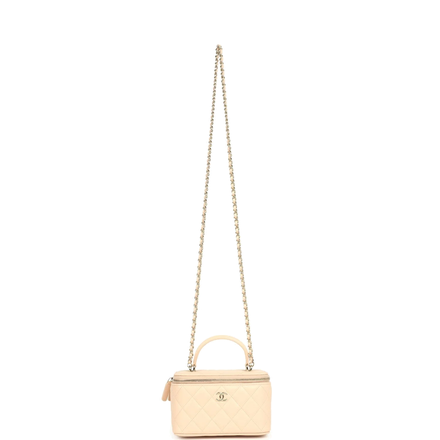 Chanel Small Top Handle Vanity Case Light Beige Lambskin — фото 7