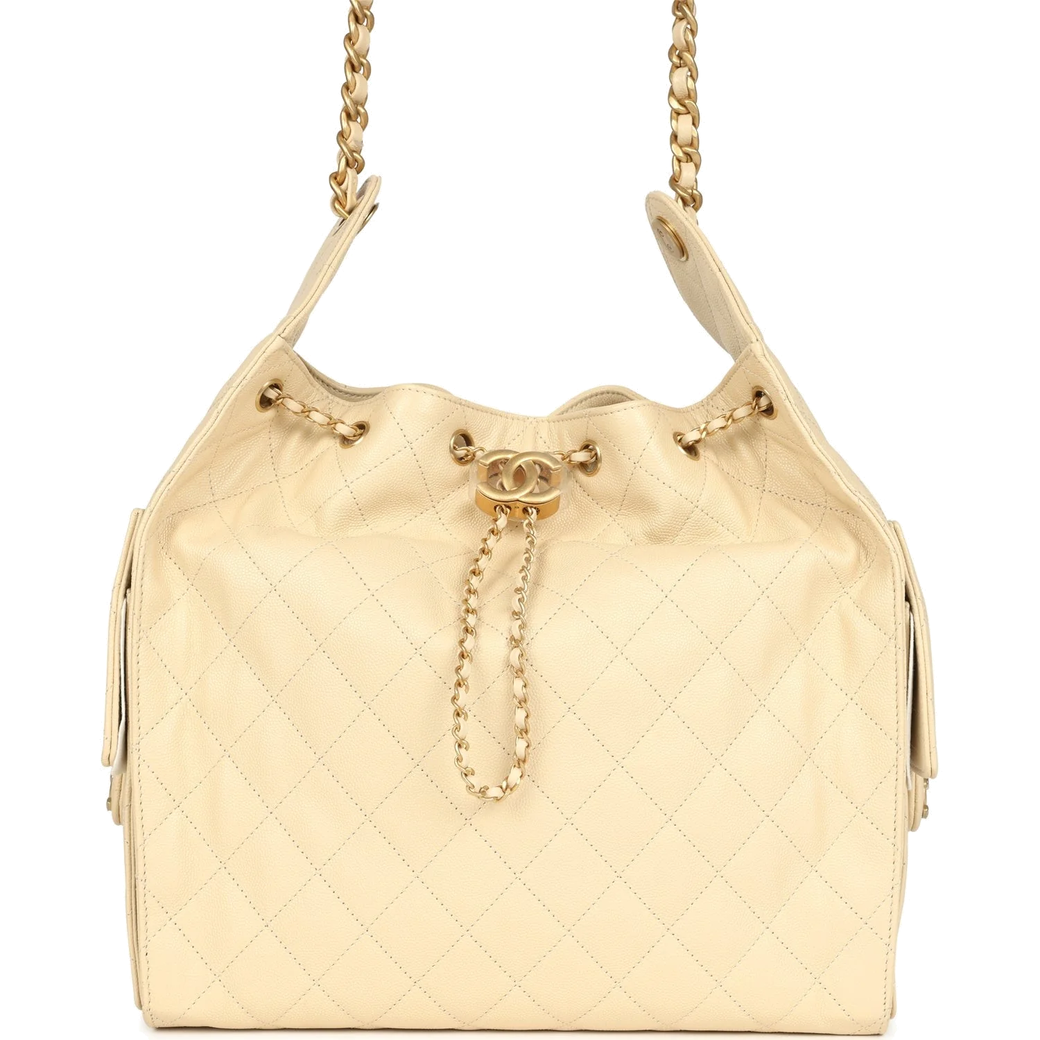 Chanel Medium 25 Hobo Bag Light Beige Caviar