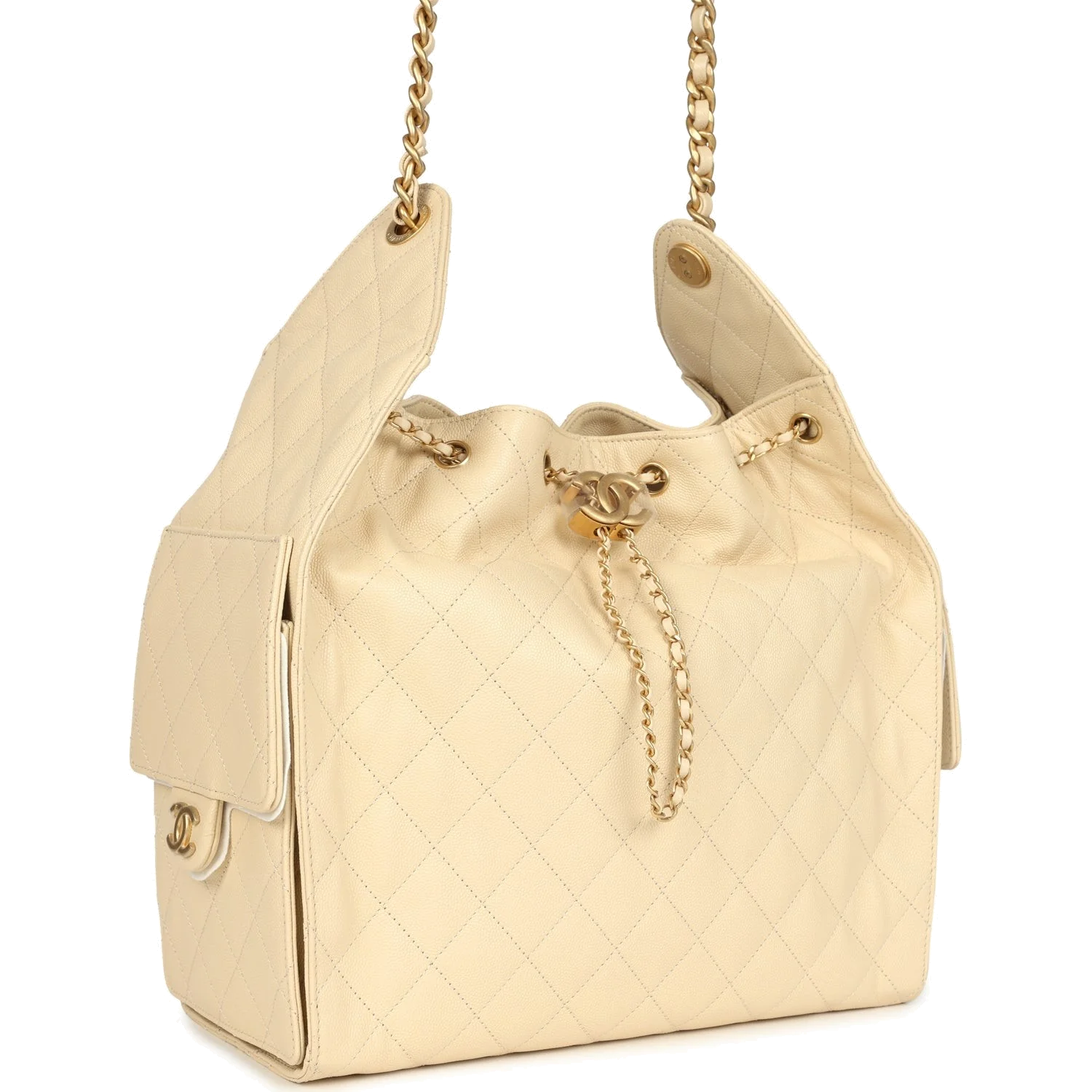 Chanel Medium 25 Hobo Bag Light Beige Caviar — фото 3