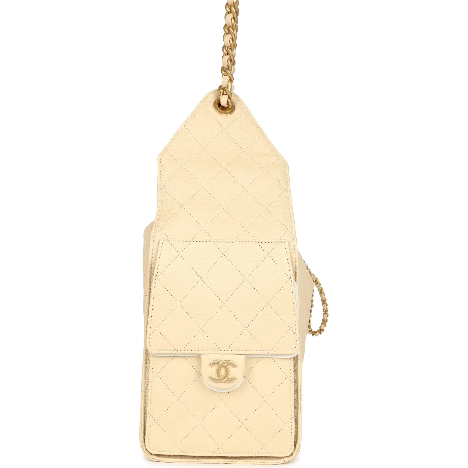Chanel Medium 25 Hobo Bag Light Beige Caviar — фото 4