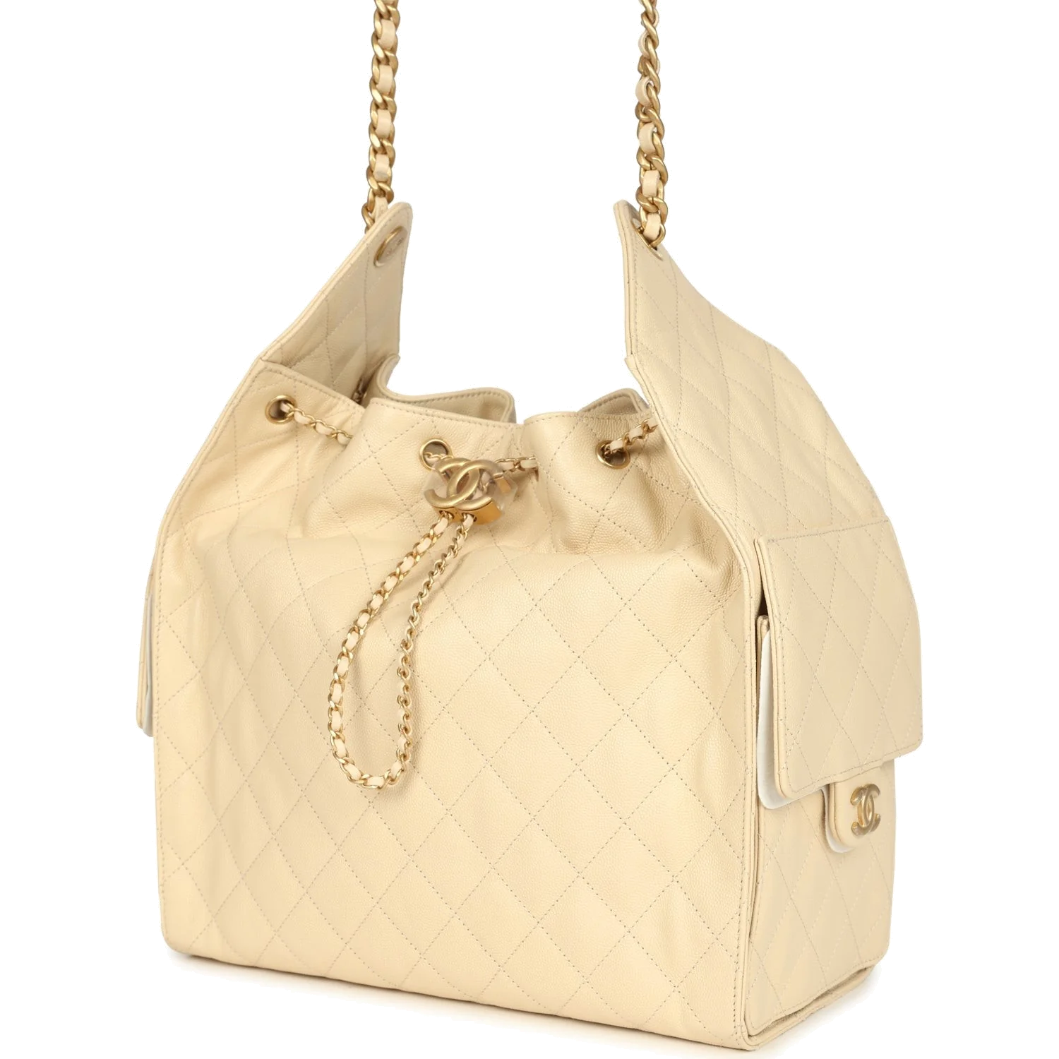 Chanel Medium 25 Hobo Bag Light Beige Caviar — фото 6
