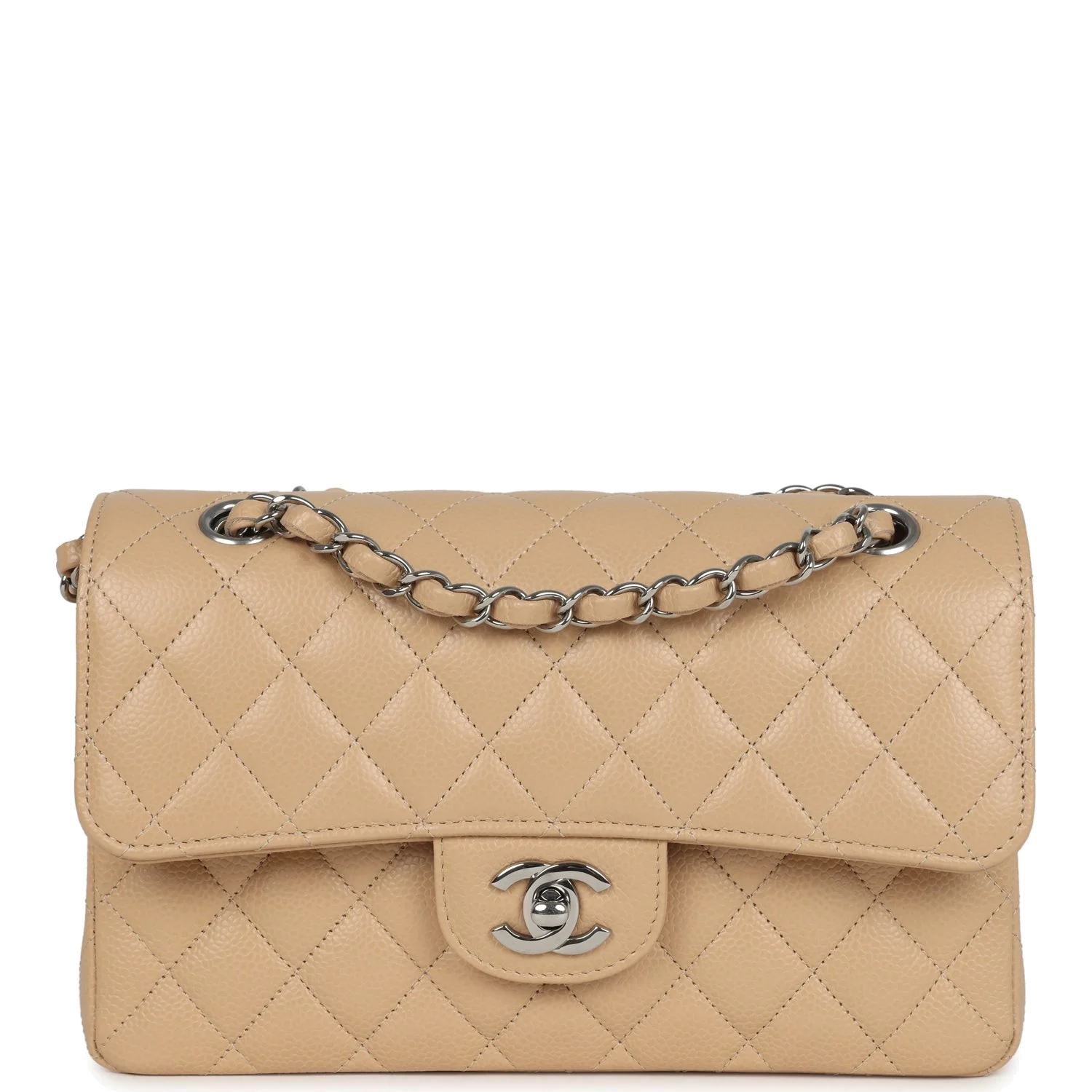 Chanel Small Classic Double Flap Bag Beige Caviar — фото 2
