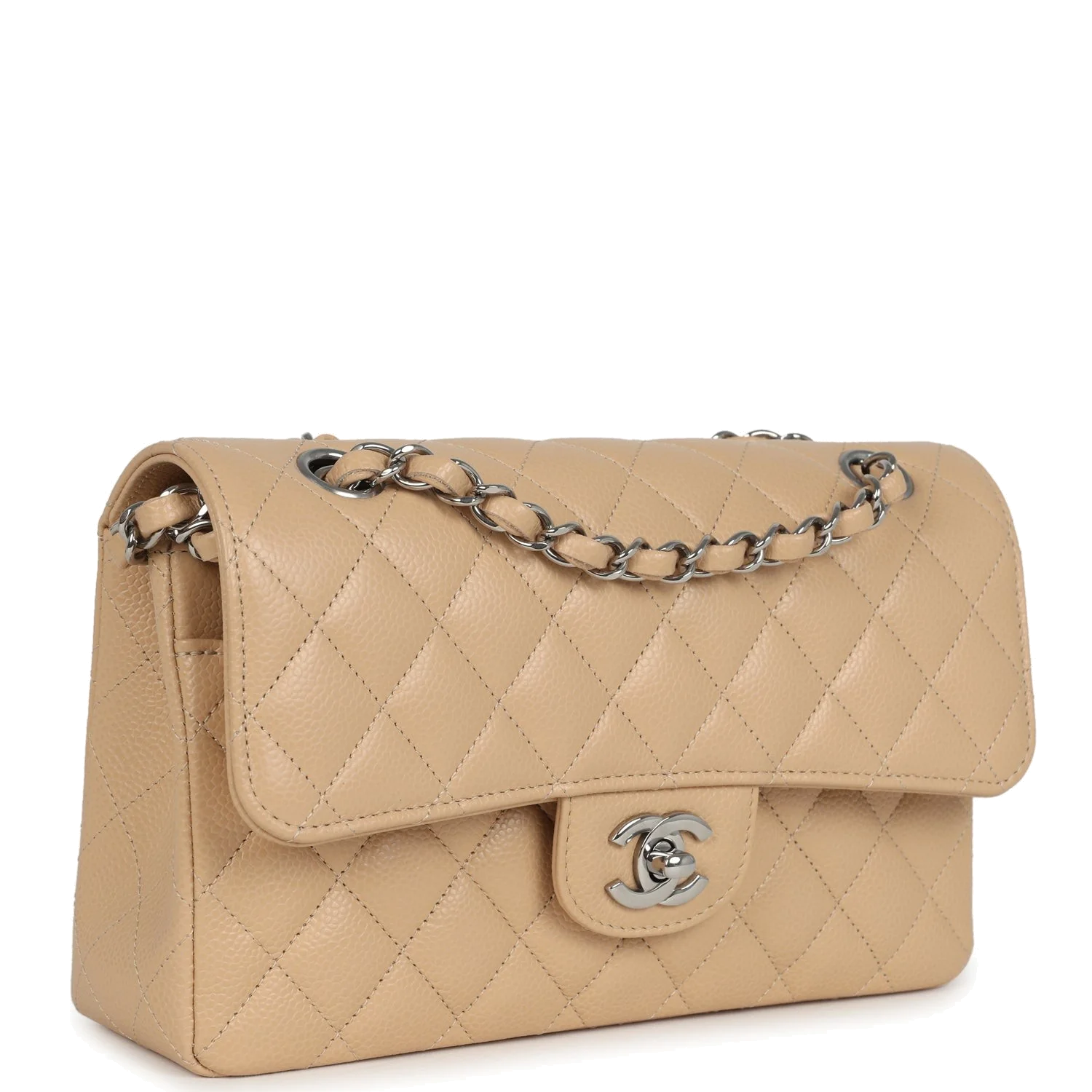 Chanel Small Classic Double Flap Bag Beige Caviar — фото 3