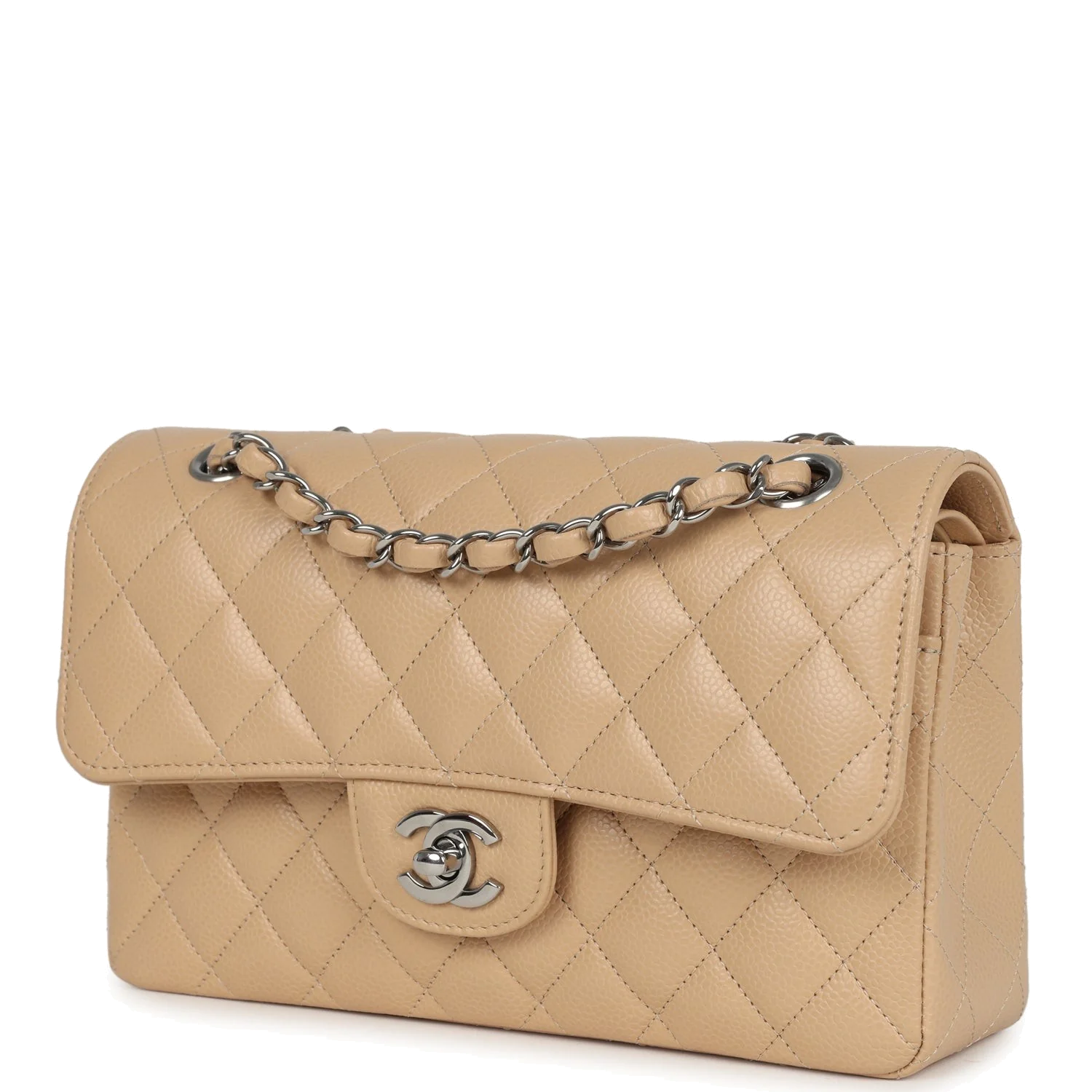 Chanel Small Classic Double Flap Bag Beige Caviar — фото 6